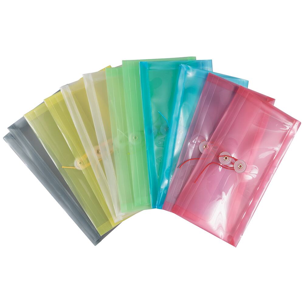 JAM Paper #10 Assorted Plastic Button String Envelope Set, 12ct.