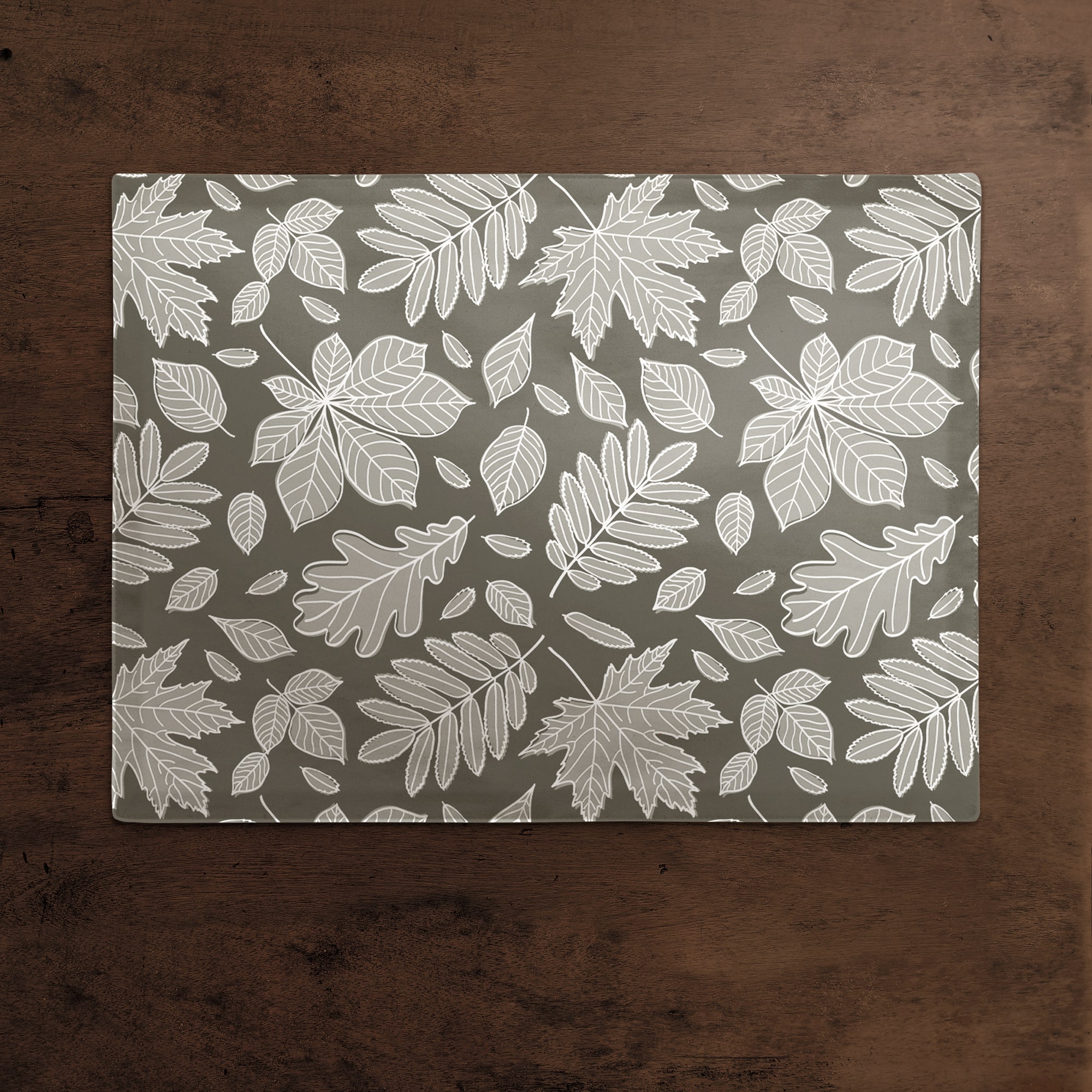 Gray Leaf Pattern Polyester Twill Placemat