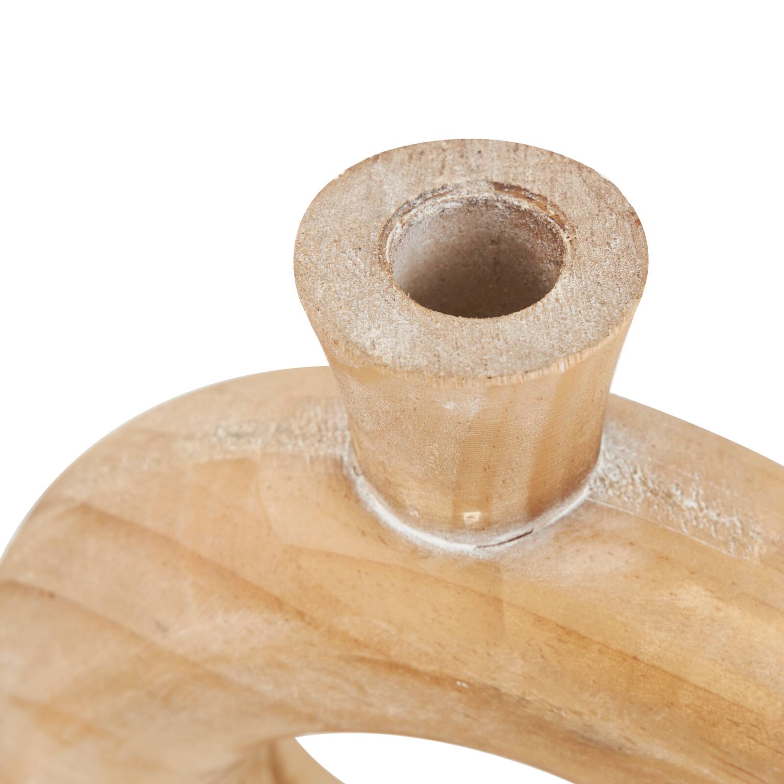 Natural Wood Circular Vase with Cutout Center Set