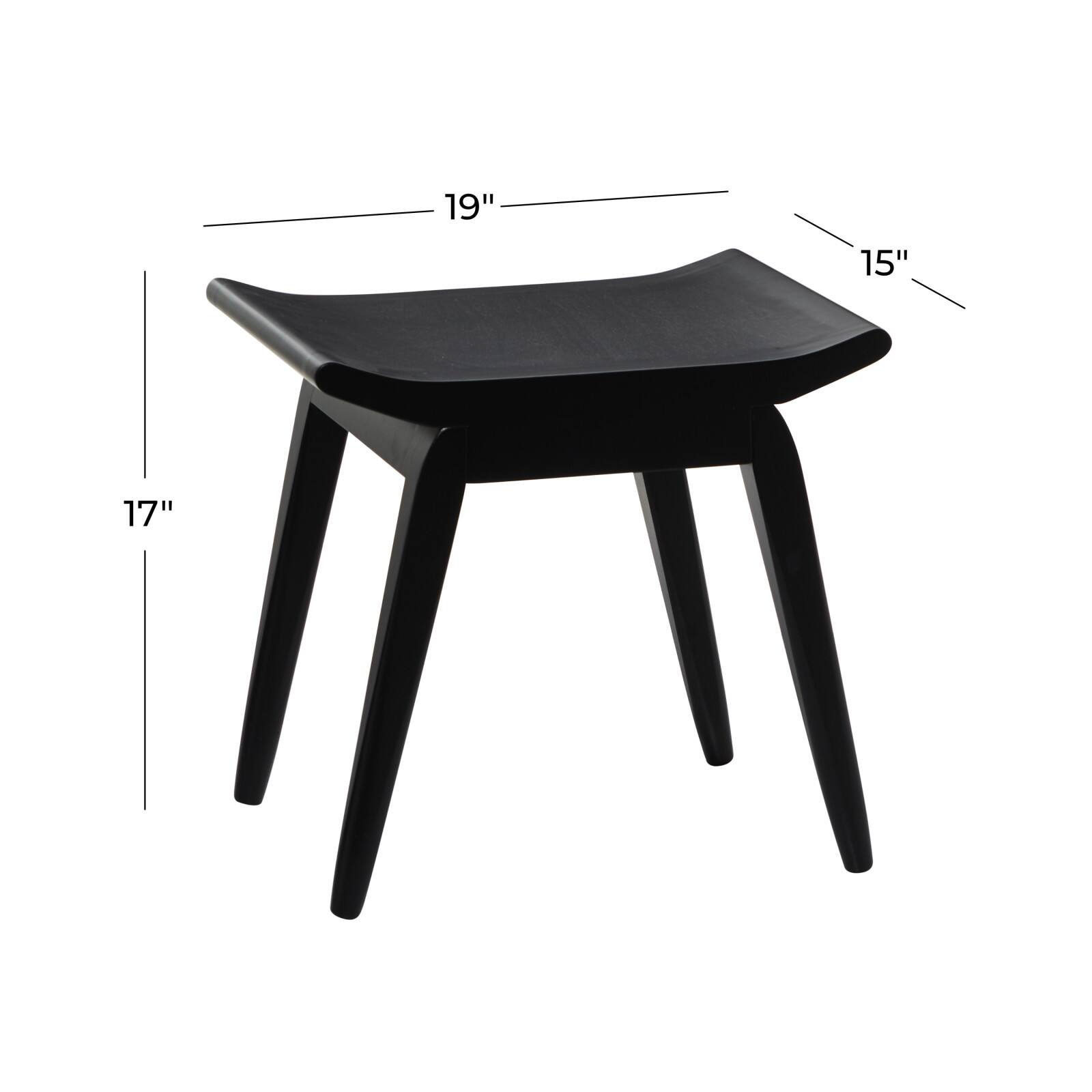 17&#x27;&#x27; Black Wood Traditional Stool