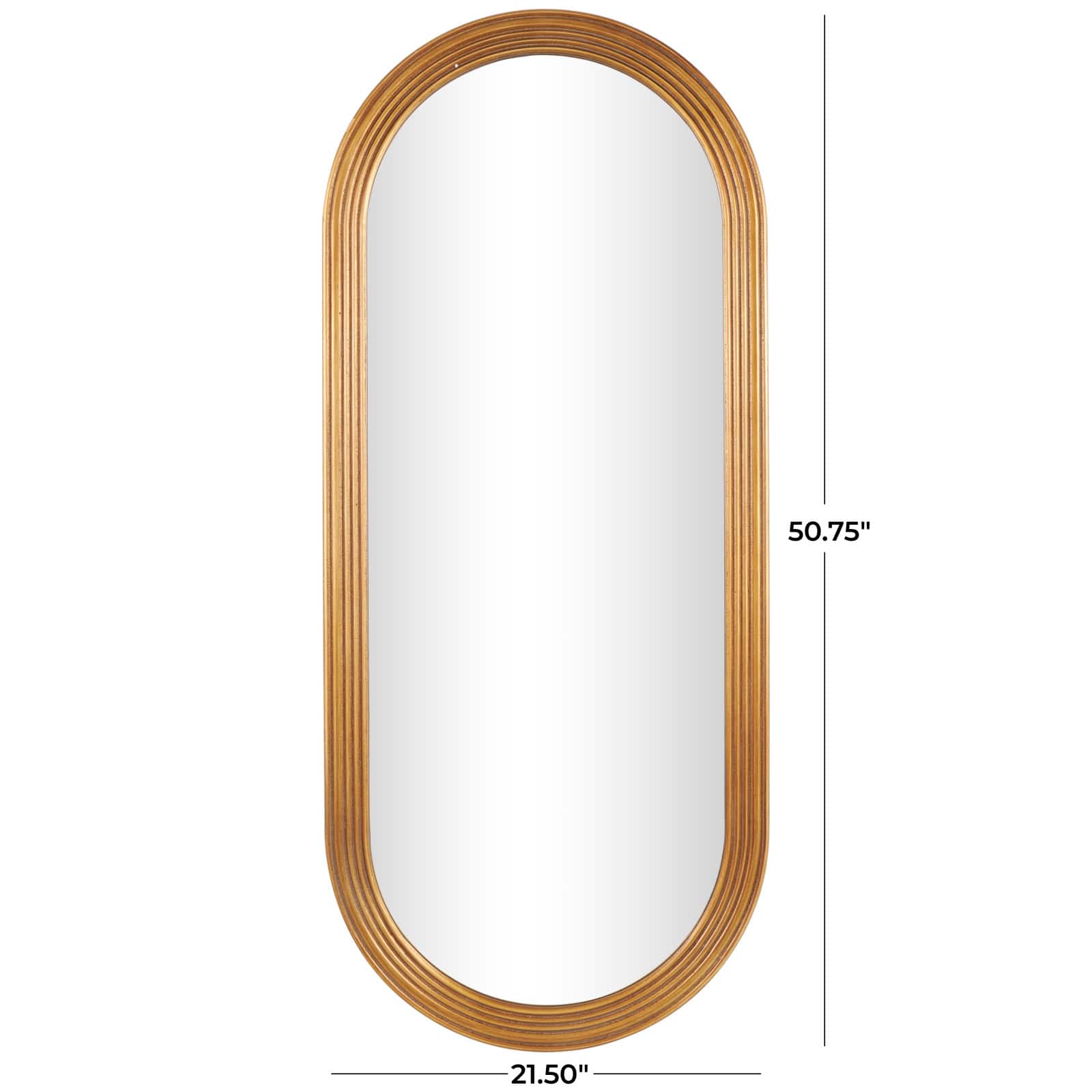 Brown Wooden Oval Wall Mirror with Dimensional Carved Frame