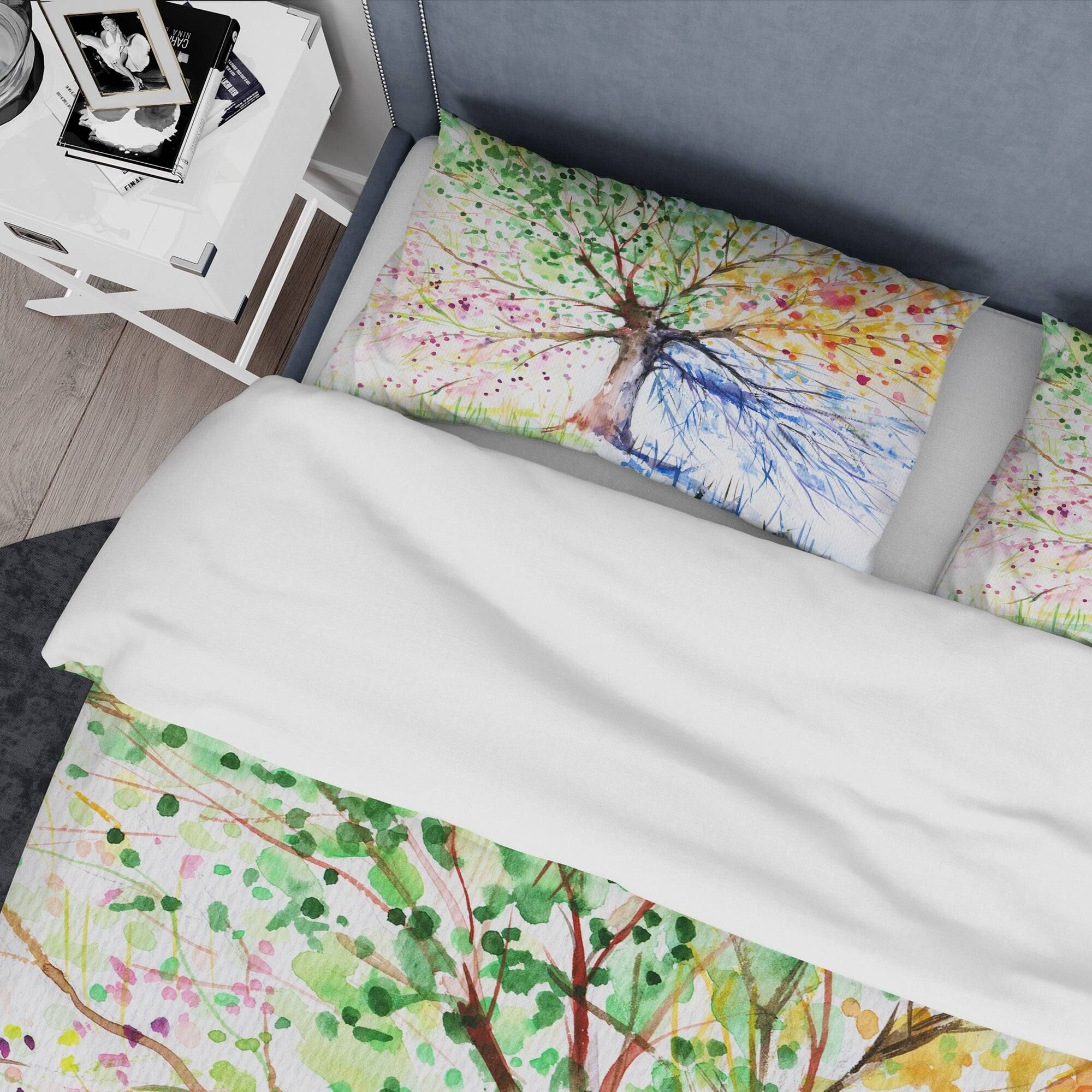 Designart &#x27;Four Seasons Tree&#x27; Floral Bedding Set - Duvet Cover &#x26; Shams