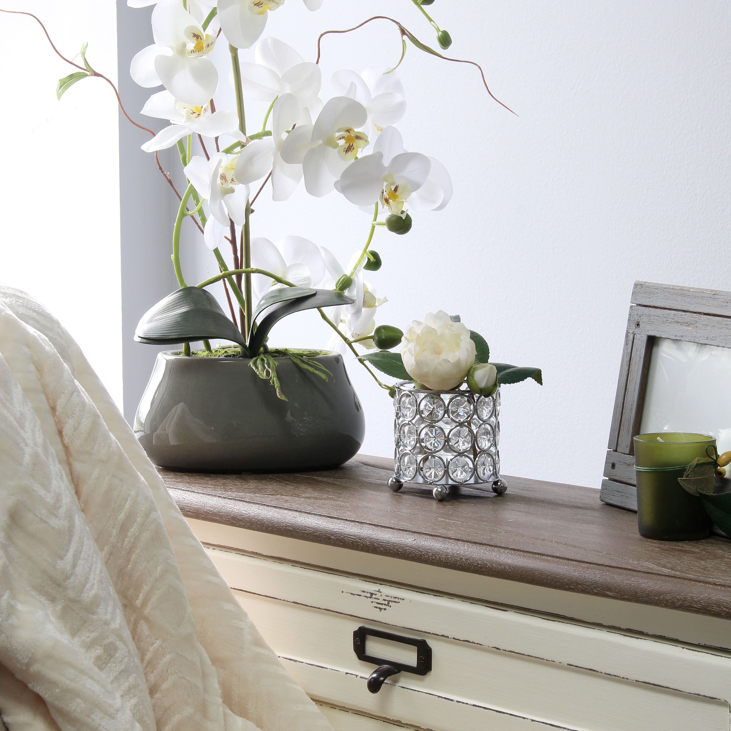 Elegant Designs™ Chrome Crystal Decorative Candle Holder