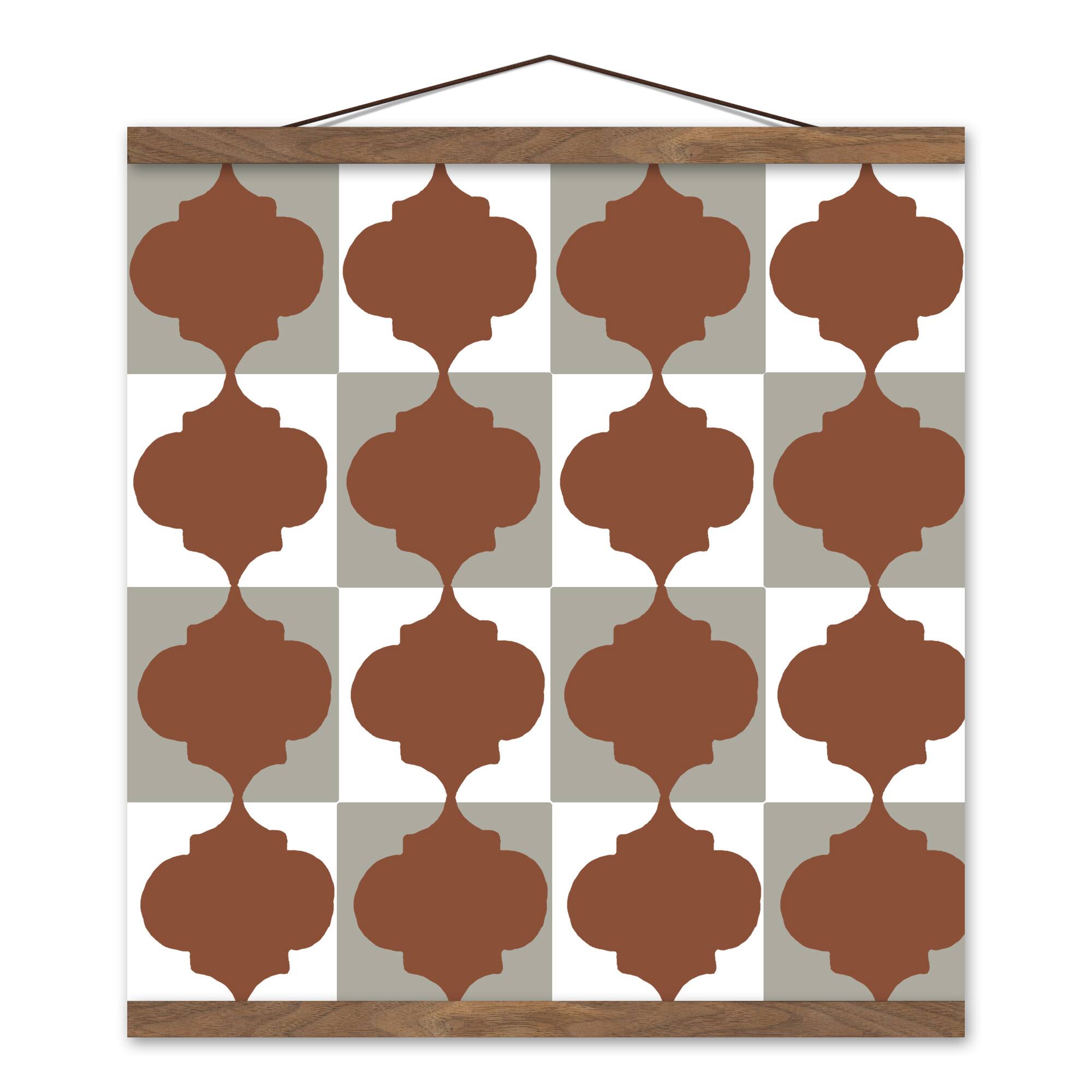 Two Tone Tile 16" x 16" Teak Hanging Canvas