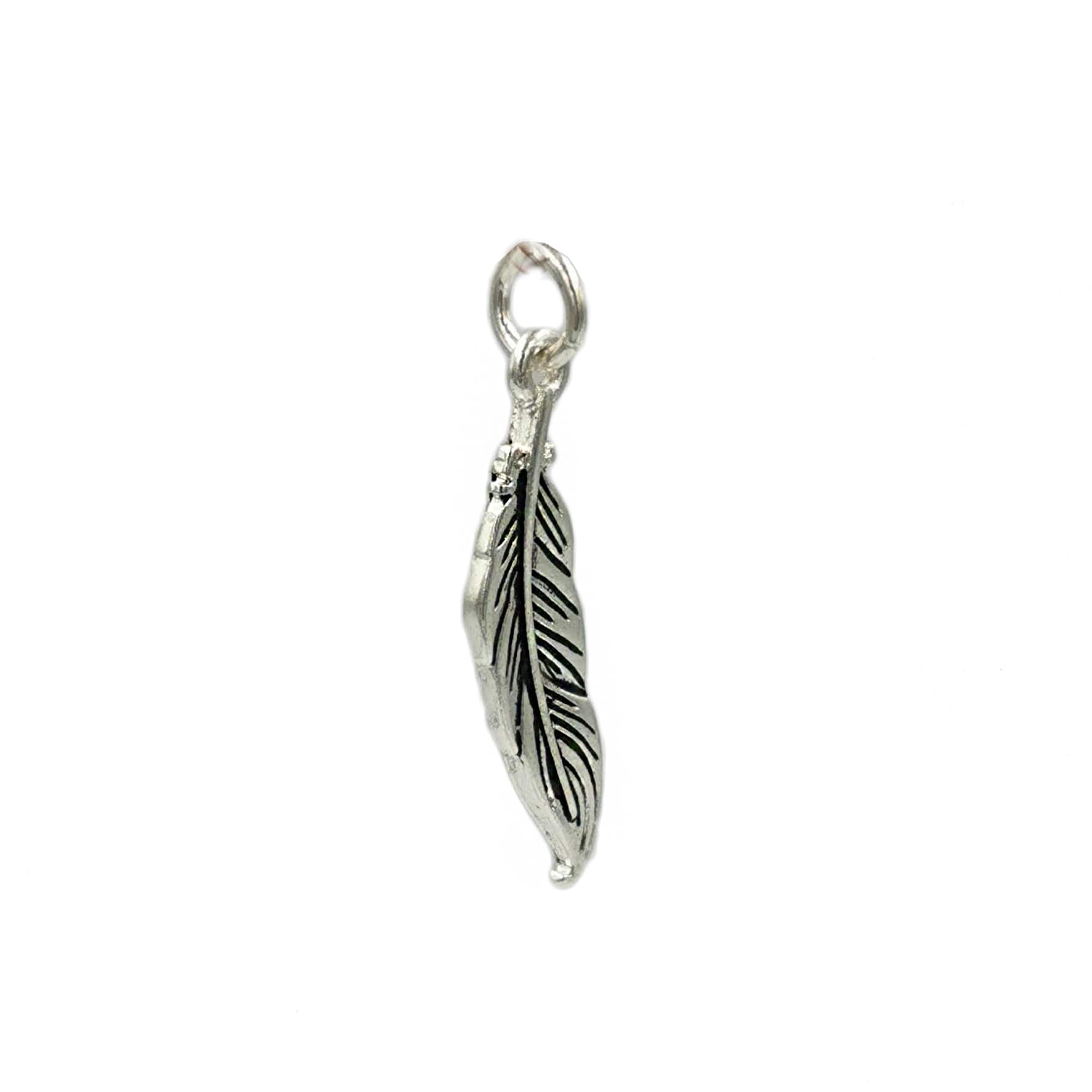 12 Pack: Charmalong™ Antique Silver Feather Charm by Bead Landing™