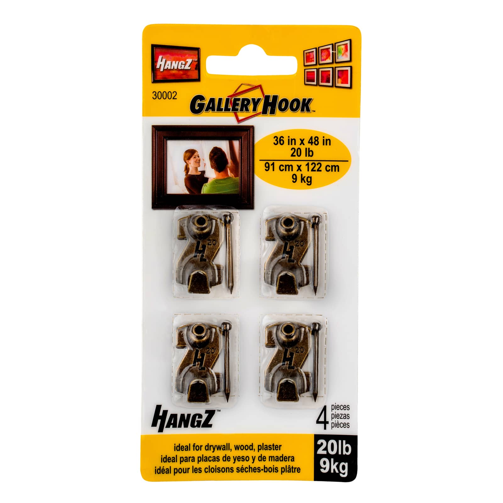 HangZ&#x2122; 20lb. Gallery Picture Hooks, 4ct.