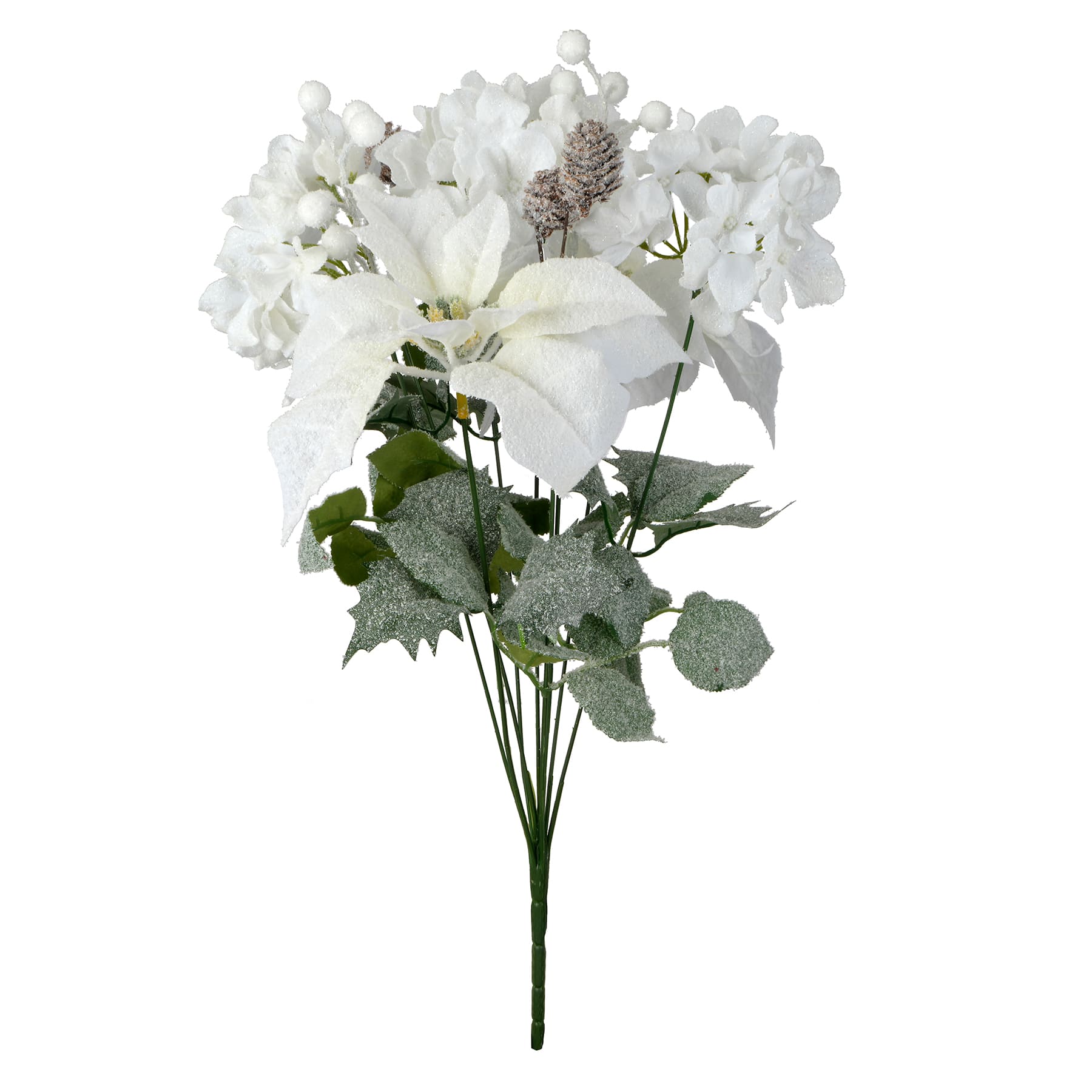 19&#x22; Snowy White Poinsettia &#x26; Hydrangea Mix Deluxe Bush by Ashland&#xAE;