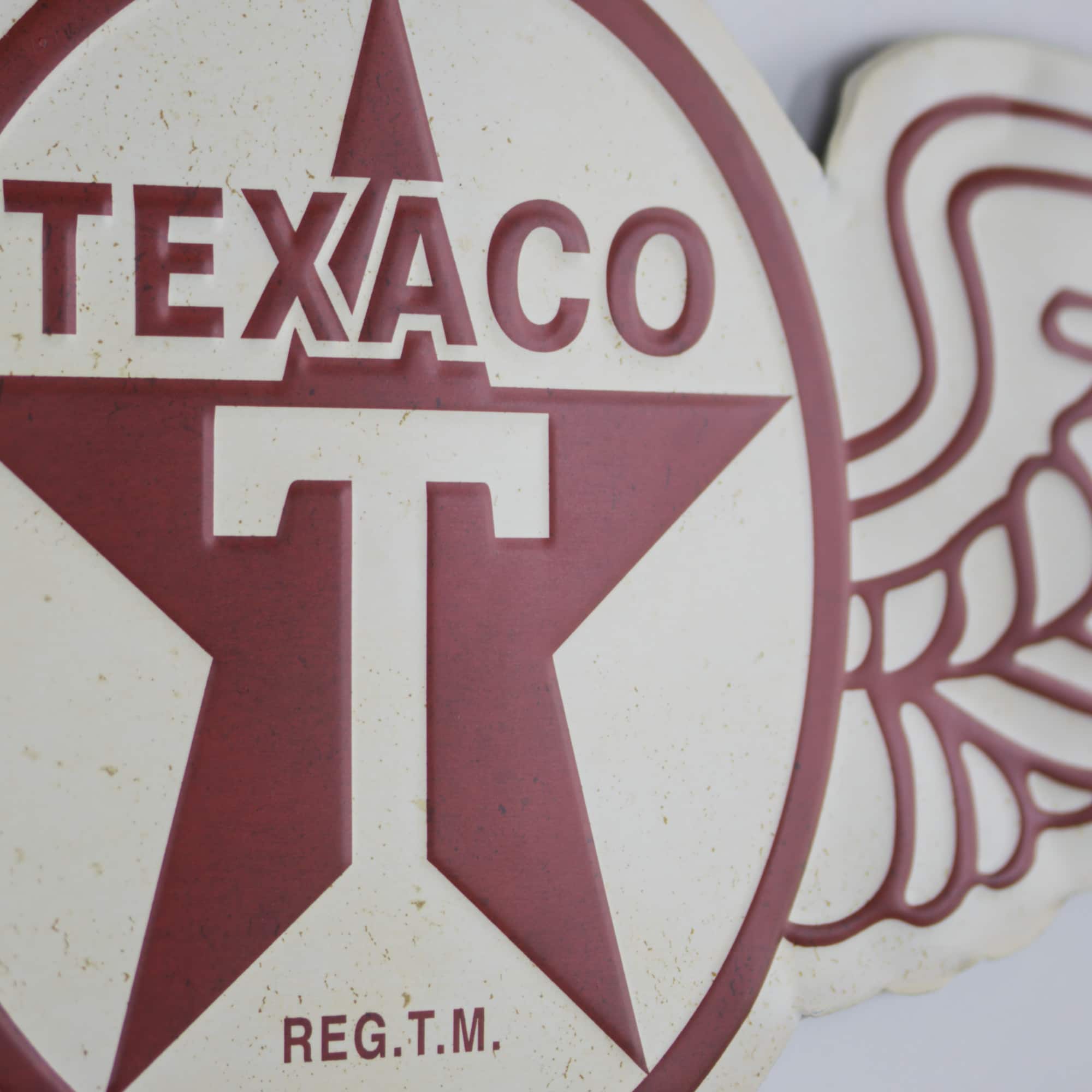 Vintage Texaco Wings Logo Embossed Metal Sign