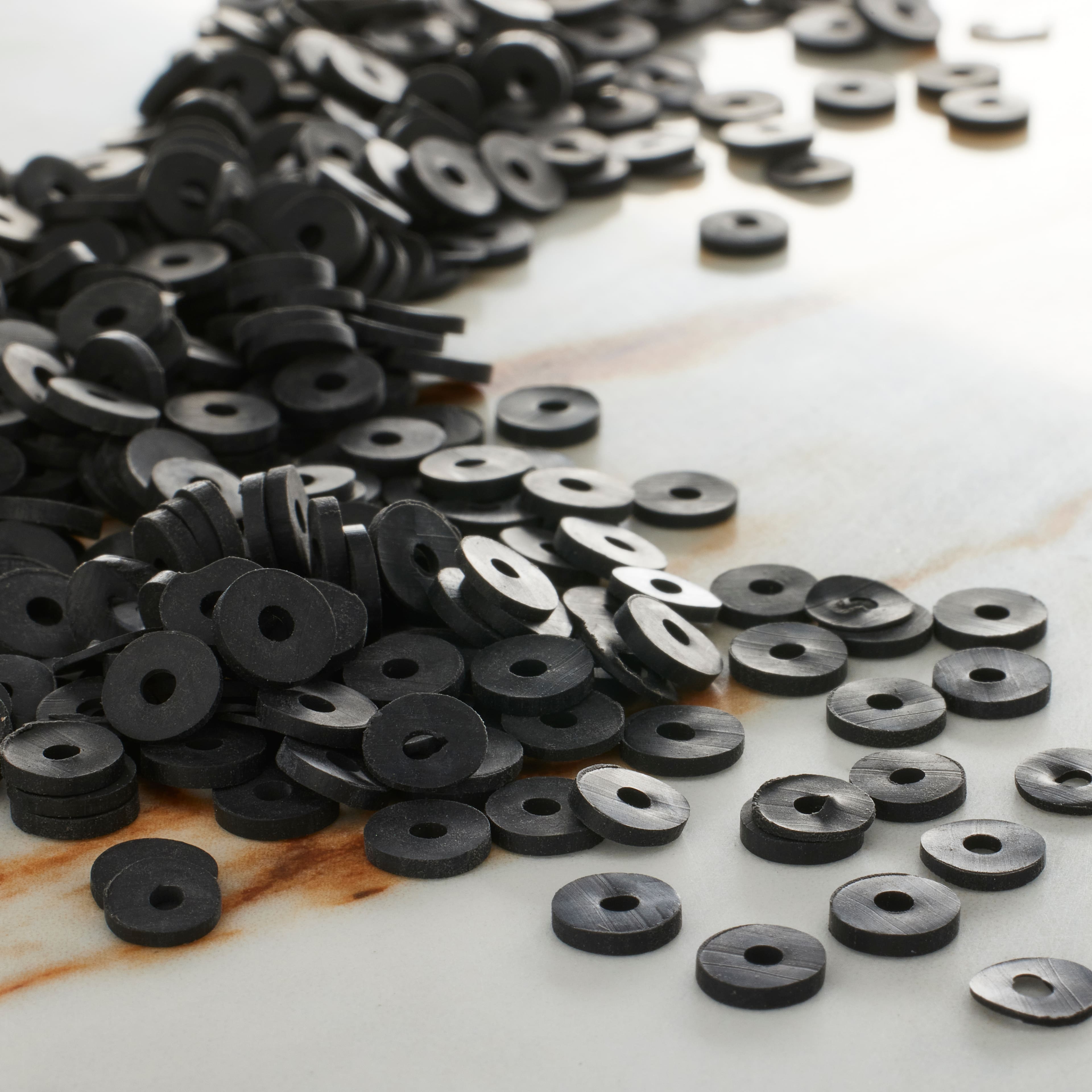 12 Pack: Black PVC Rondelle Spacer Heishi Beads, 5.8mm by Bead Landing&#x2122;