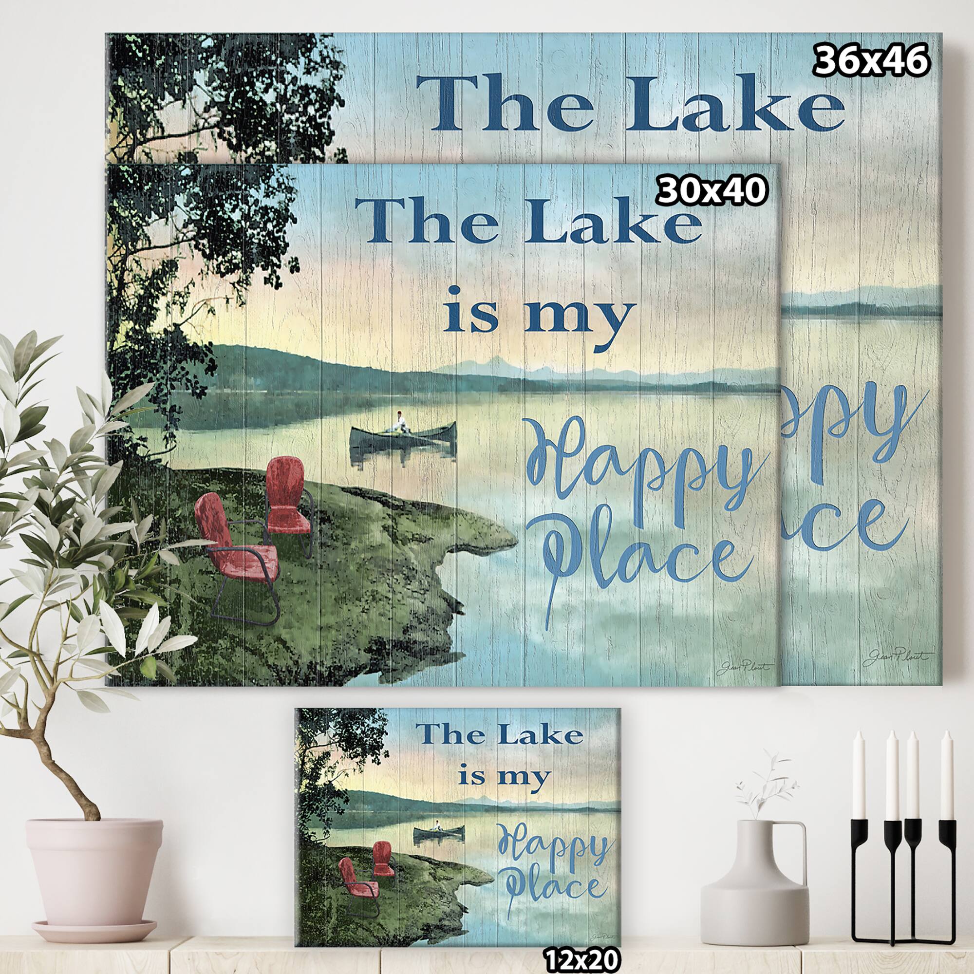Designart - The Lake is My Happy Place - Lake House Canvas Wall Art