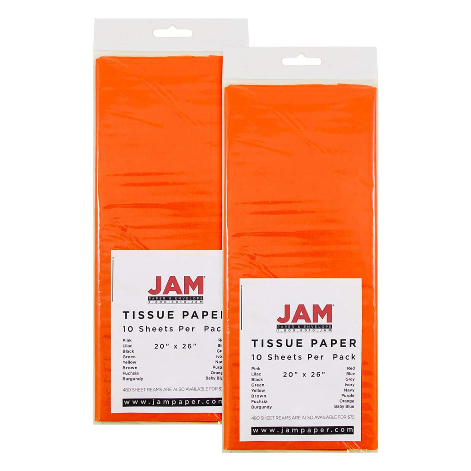 JAM Paper 20 x 26 Tissue Paper, 2 Packs of 10 Sheets