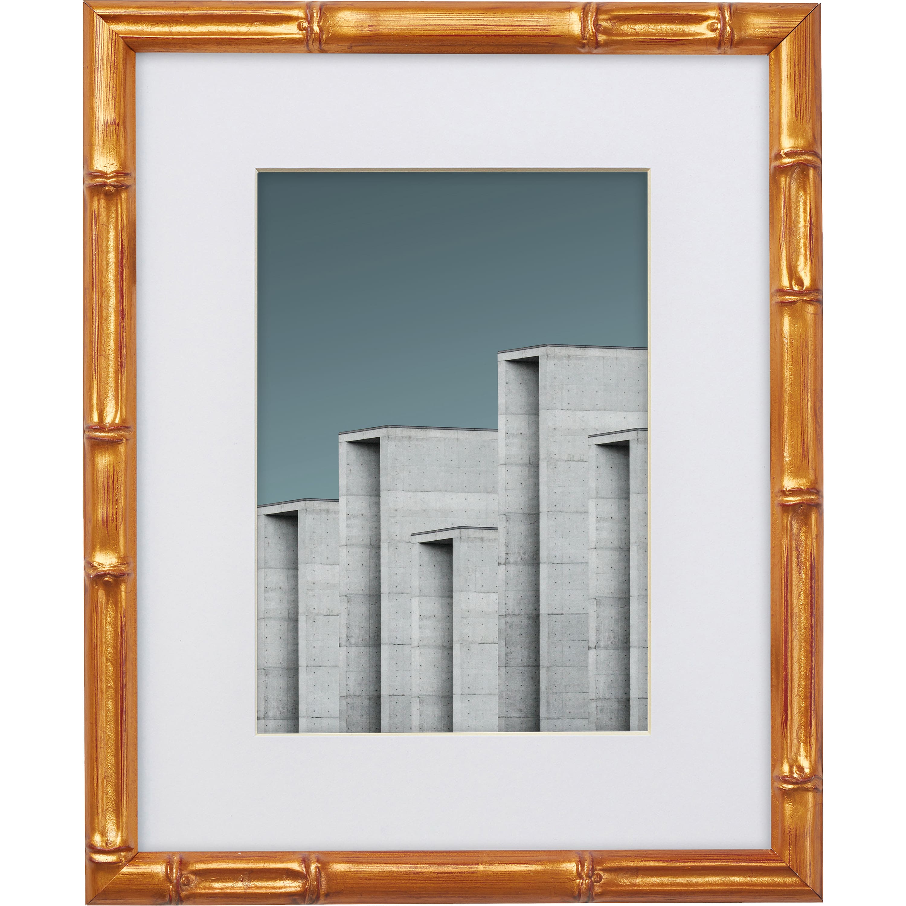 Craig Frames Vintage Bamboo Brushed Gold Picture Frame with Mat