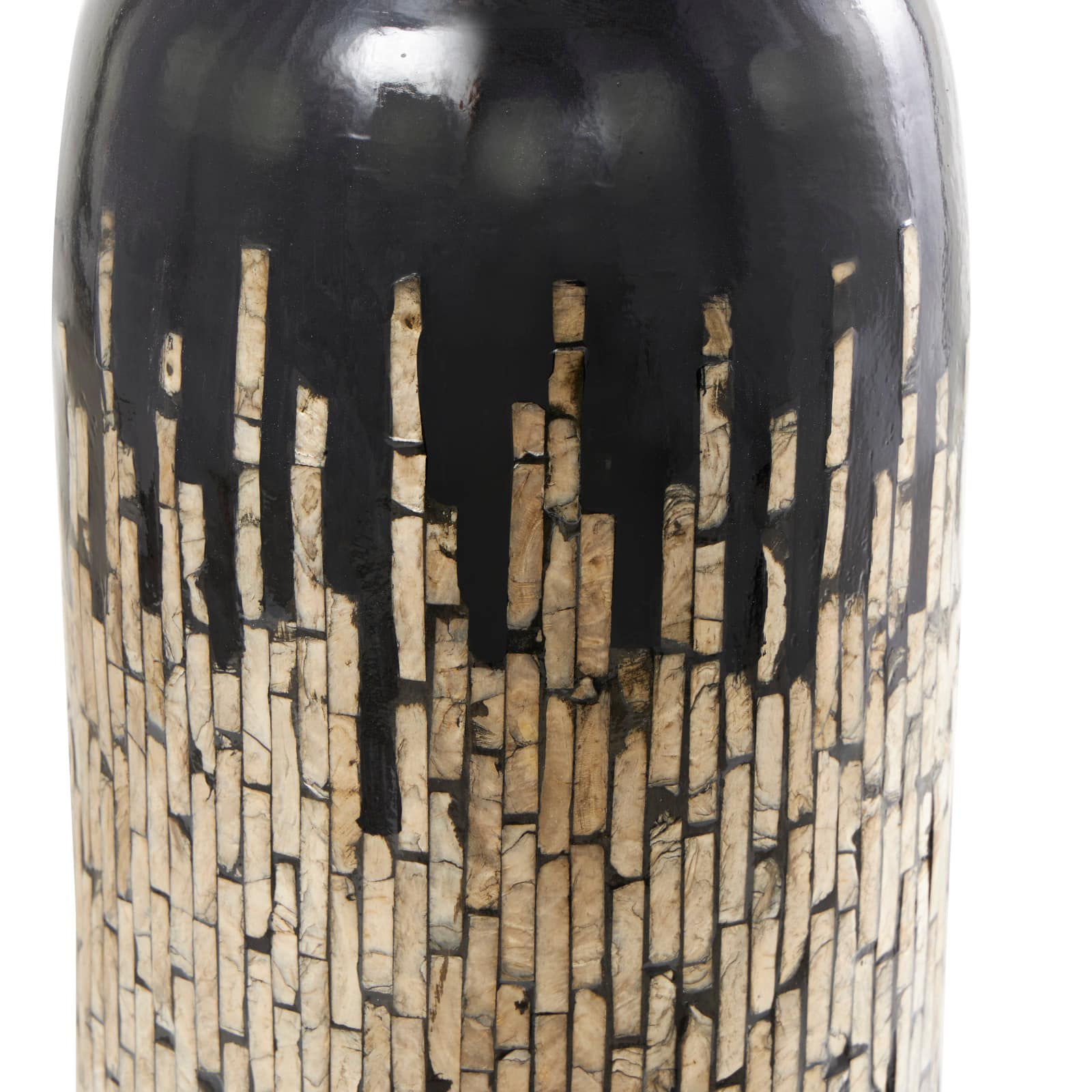 34&#x22; Black Capiz Shell Handmade Vase with Gold Ombre Design