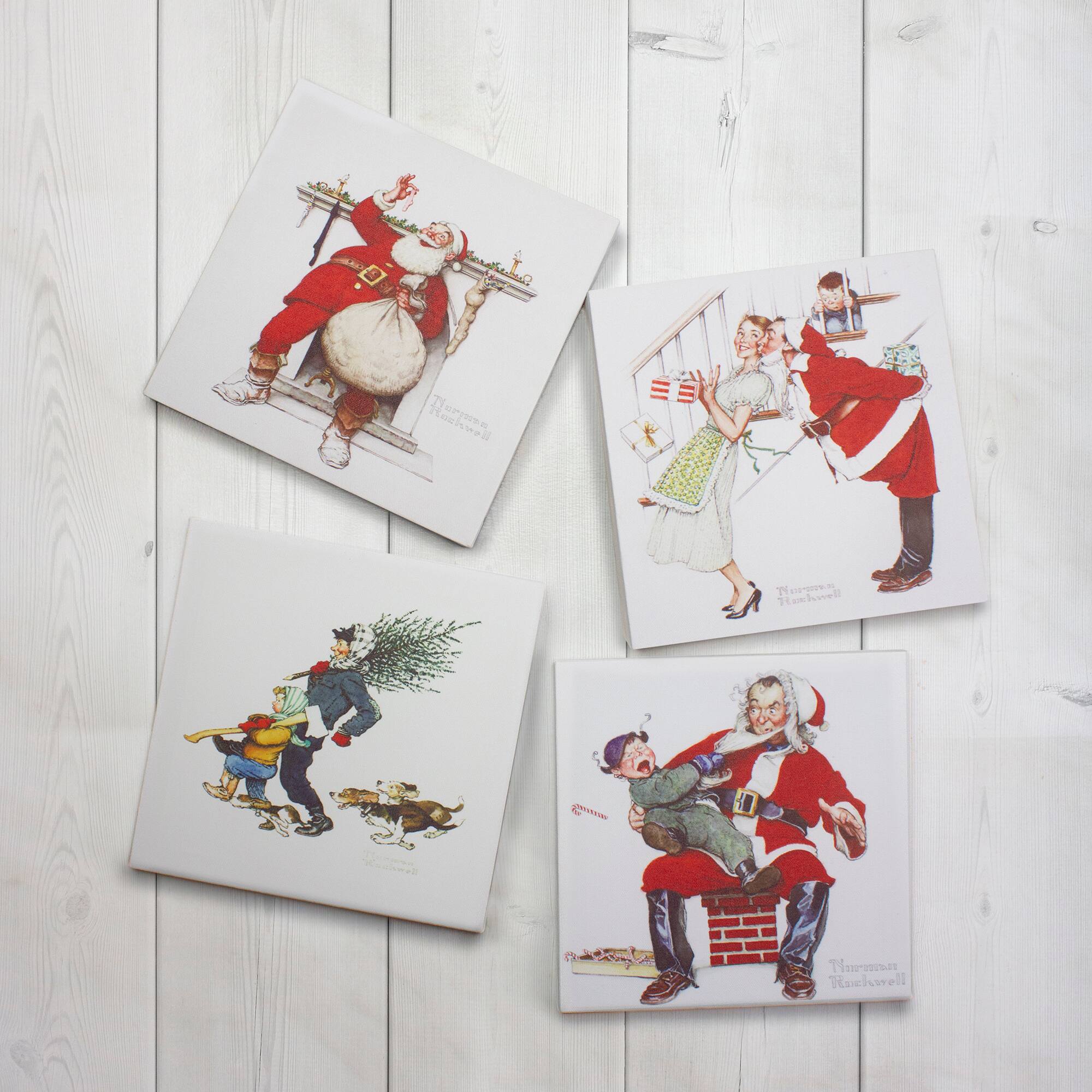 Classic Norman Rockwell Christmas Scene Canvas Prints Set, 4ct.