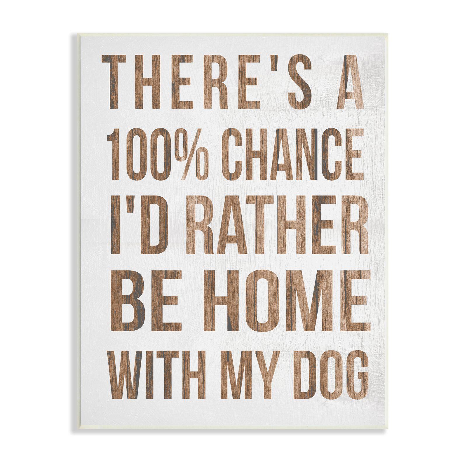 Stupell Industries 100% I'd Rather Be Home With Dog Phrase Wall Plaque
