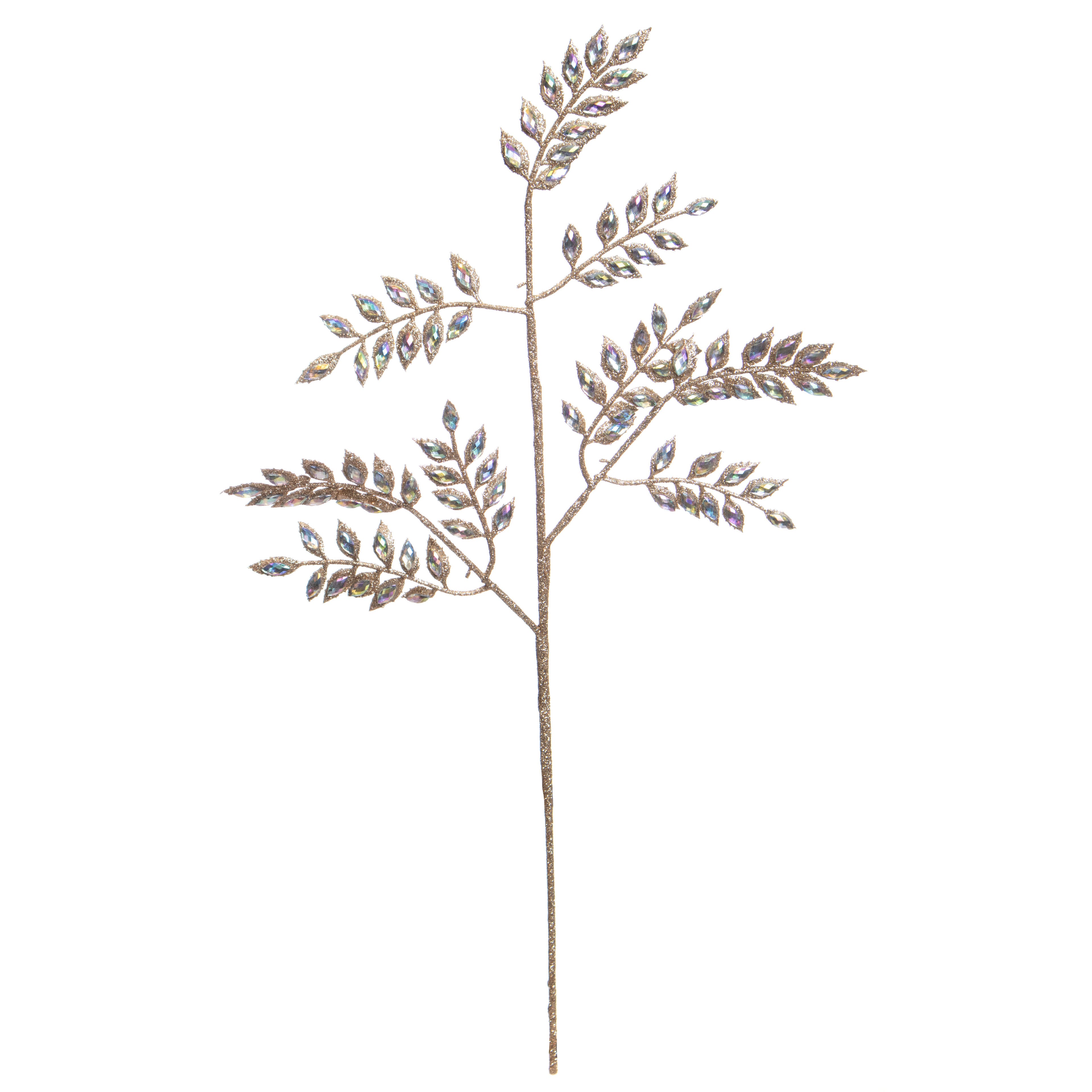 22&#x22; Champagne Glitter &#x26; Iridescent Jewel Leaf Stem by Ashland&#xAE;