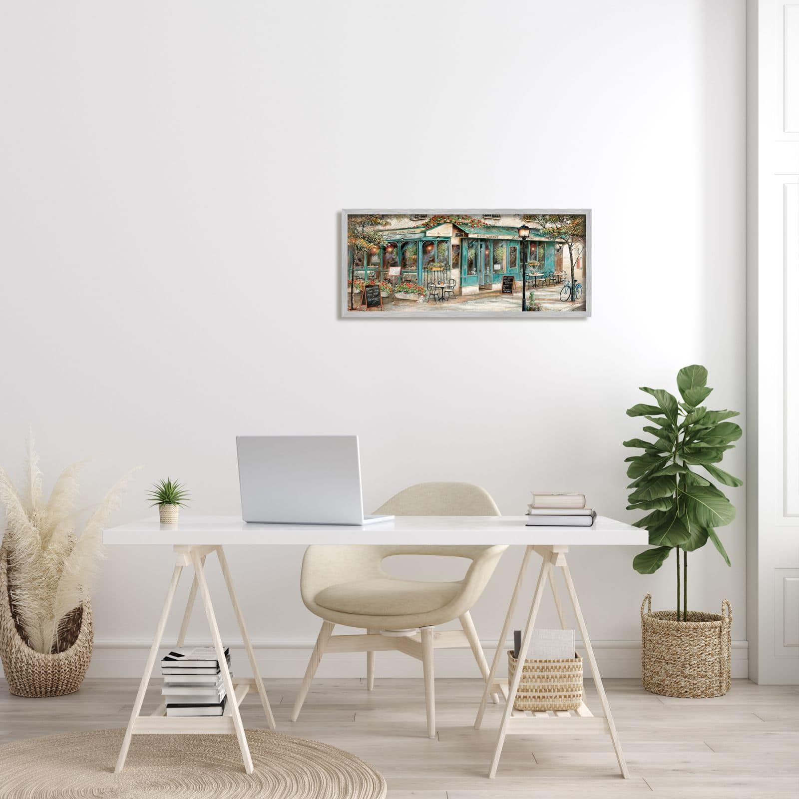 Stupell Industries European City Streets Traditional Restaurant Architecture Sidewalk Scene Framed Wall Art