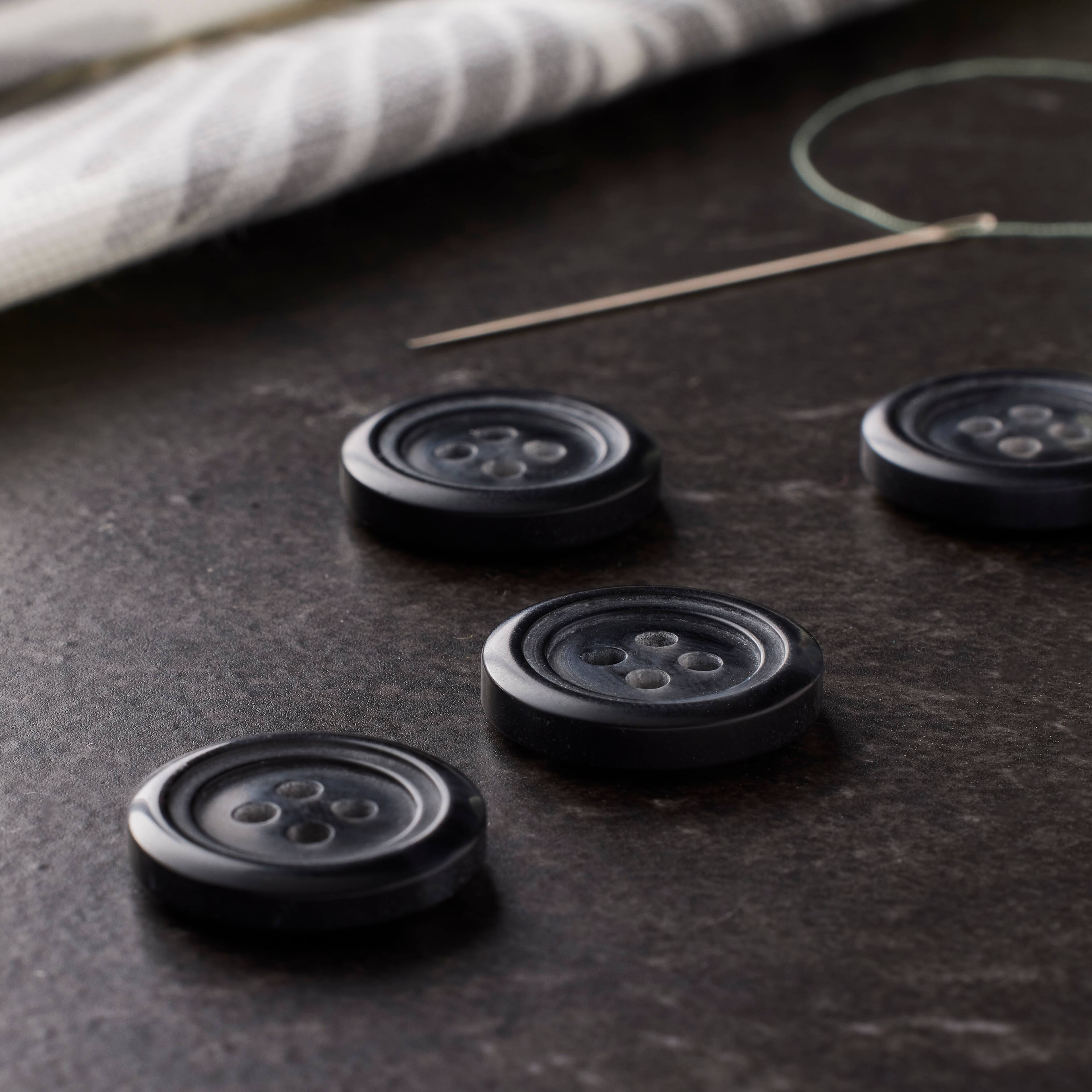 24 Packs: 4 ct. (96 total) 3/4" Black 4-Hole Buttons by Loops & Threads™