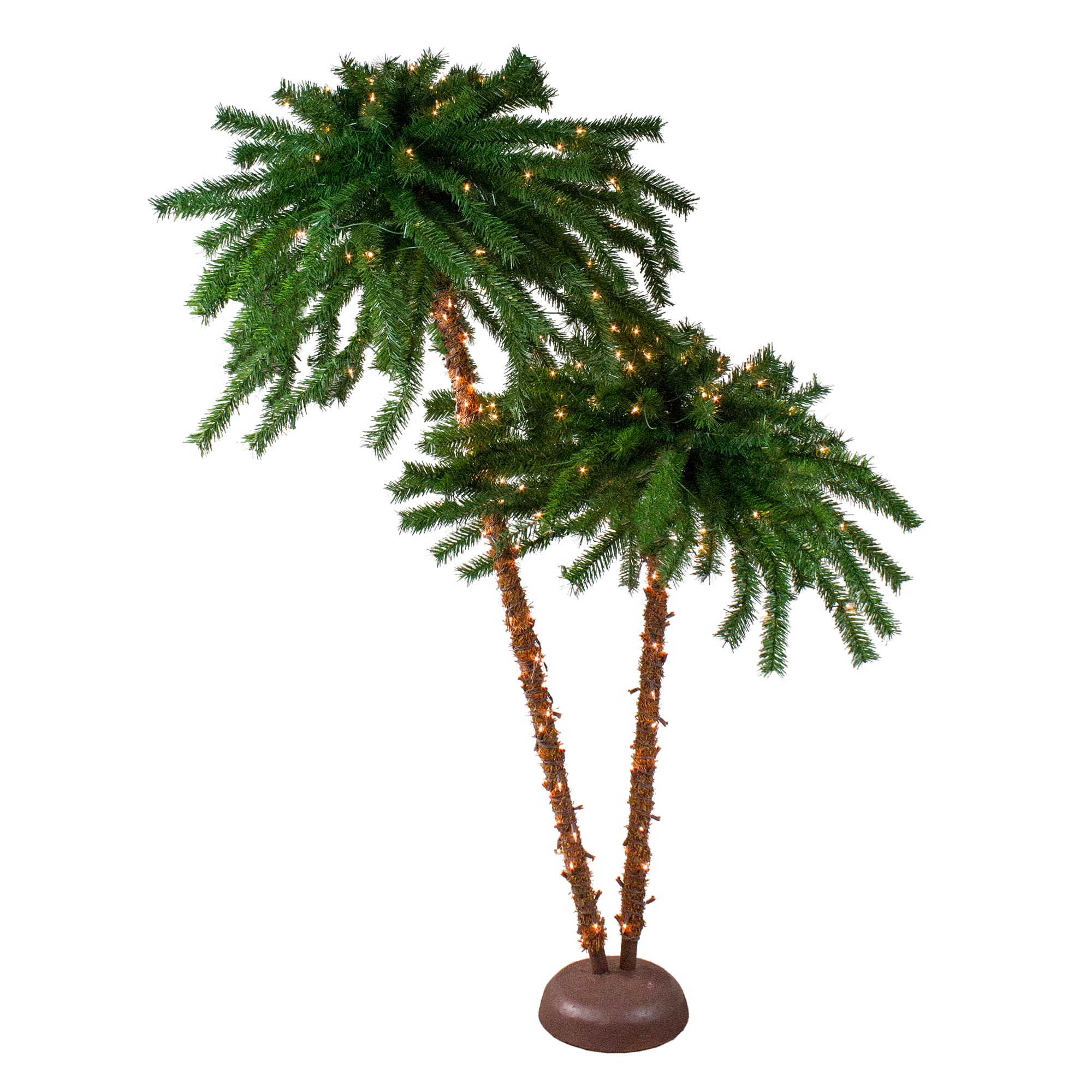 4ft. & 6ft. Pre-Lit Dual Artificial Outdoor Palm Christmas Tree, Multicolor Lights