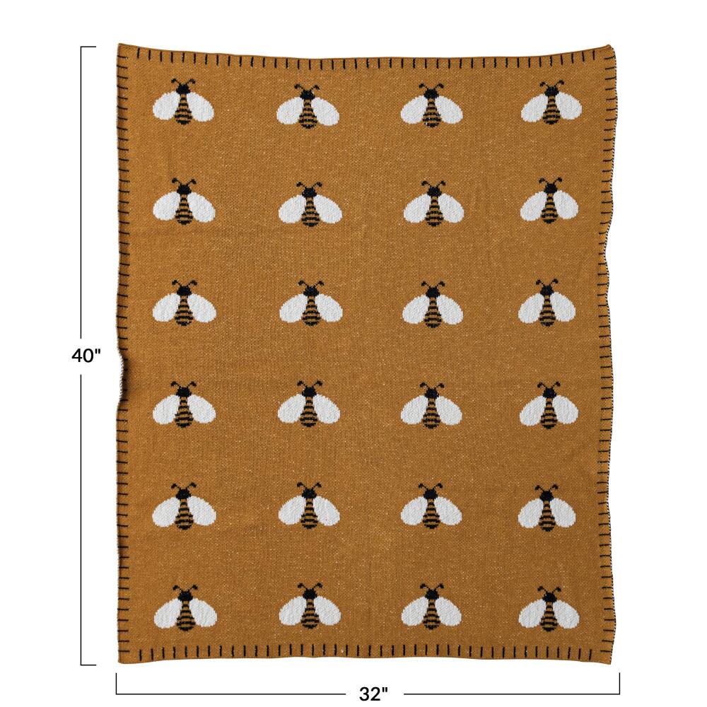 Hello Honey&#xAE; Mustard Bee Print Baby Blanket