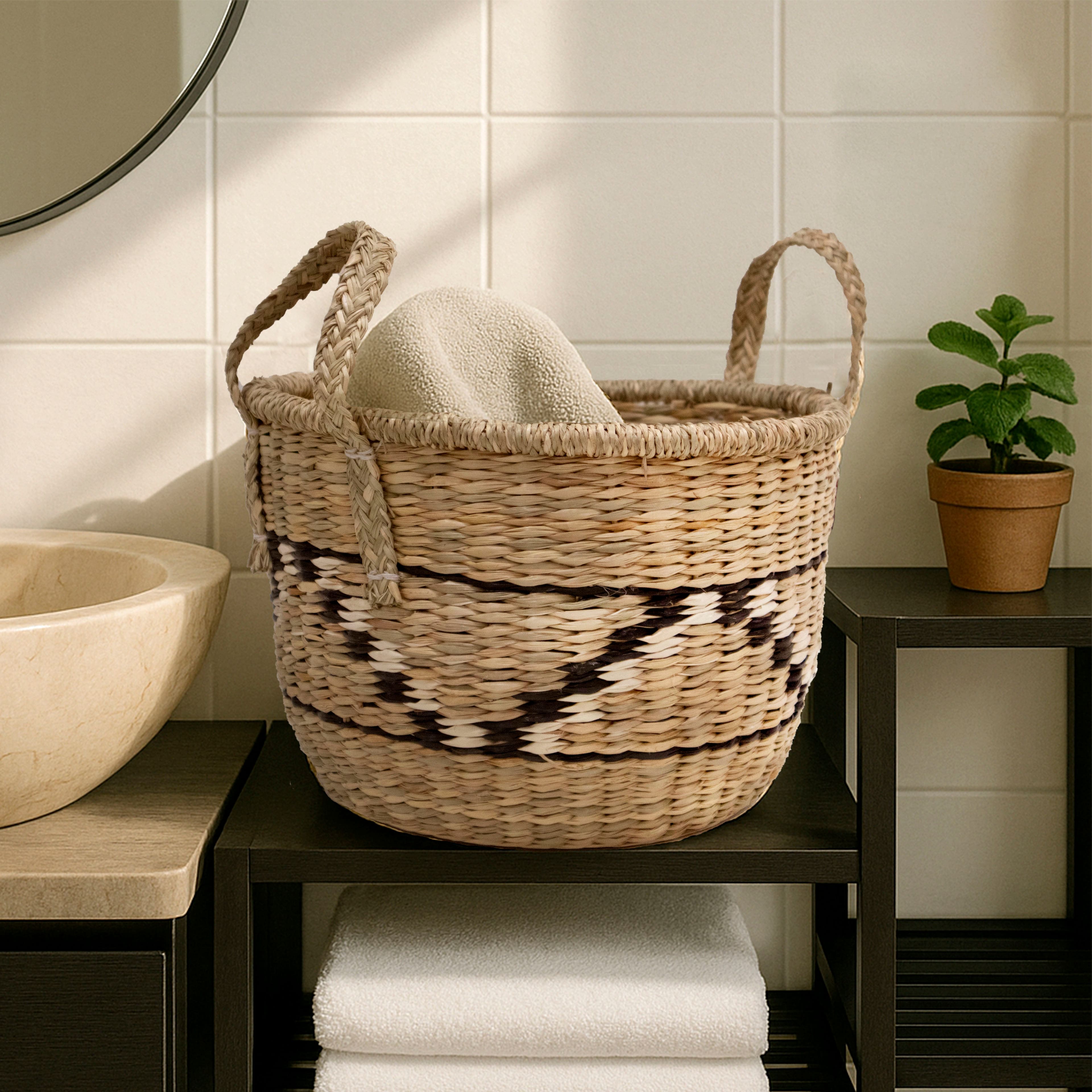 11.75" Natural Santa Fe Woven Seagrass Basket with Handles by Ashland®