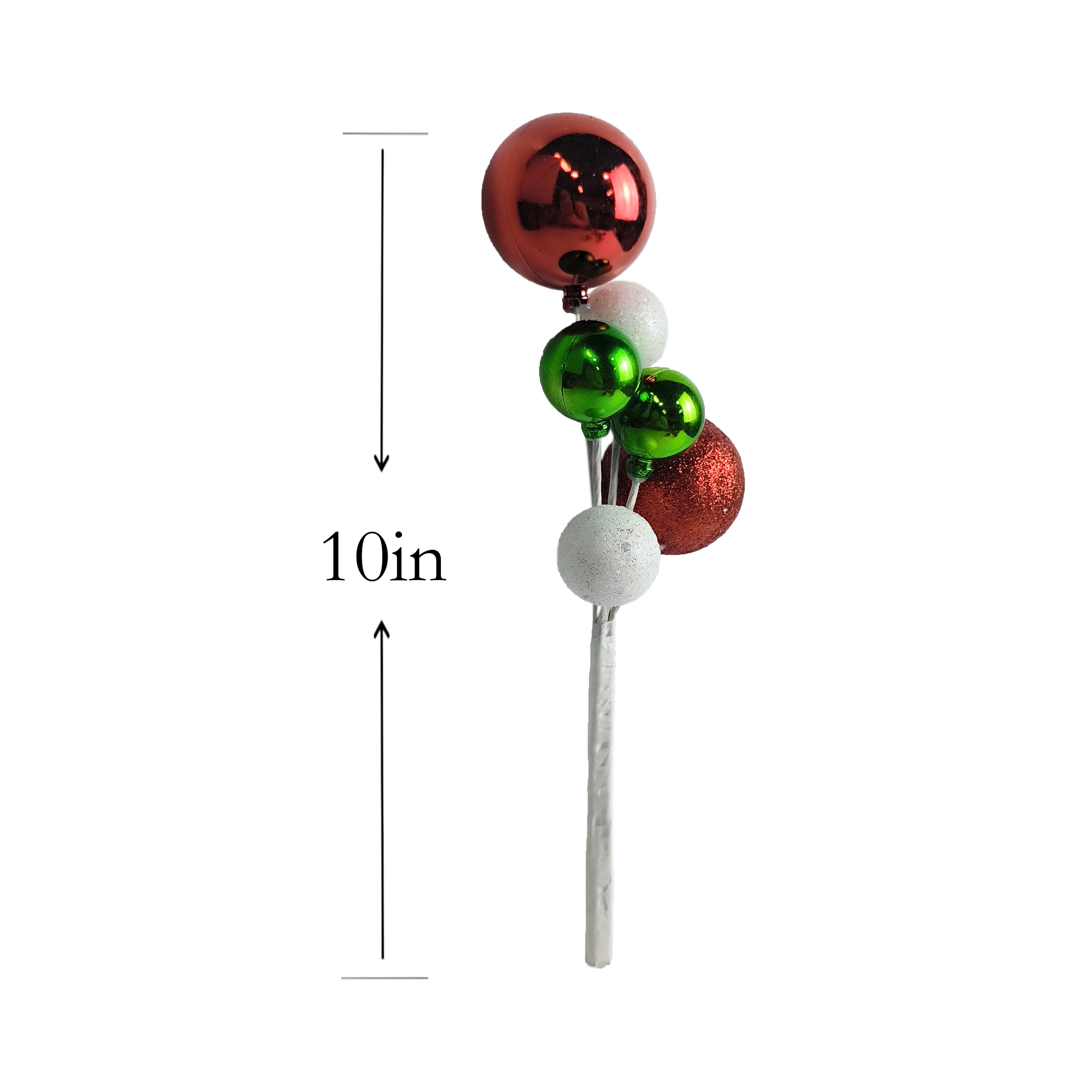 10&#x22; Red, Green &#x26; White Ball Ornament Pick by Ashland&#xAE;
