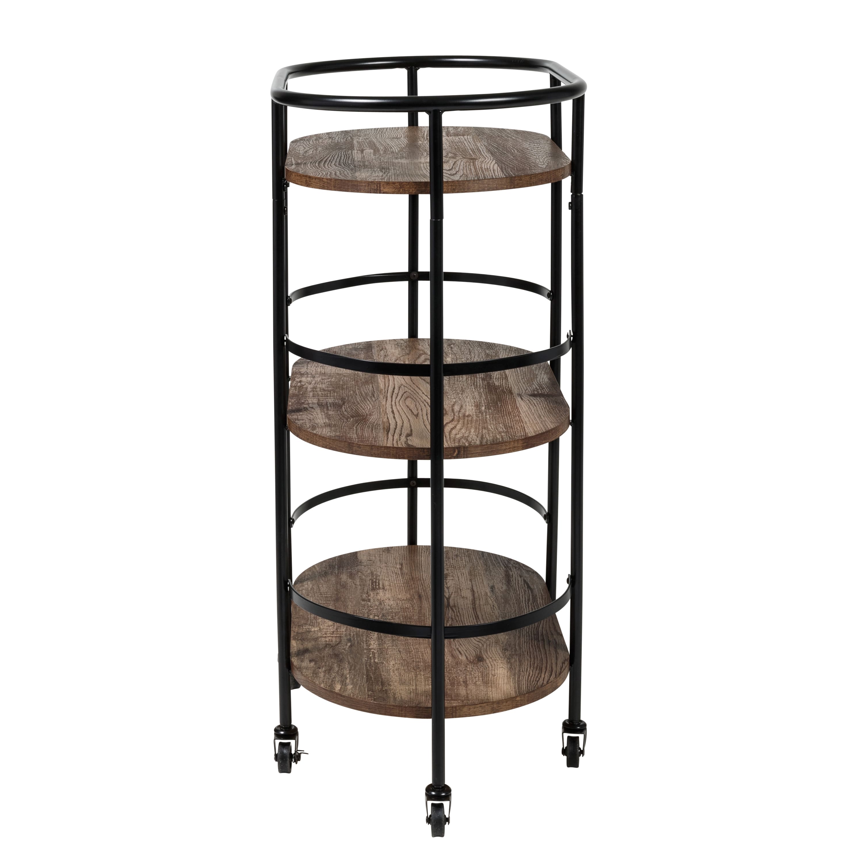 Honey Can Do 3-Tier Black & Rustic Brown Rolling Bar & Serving Cart