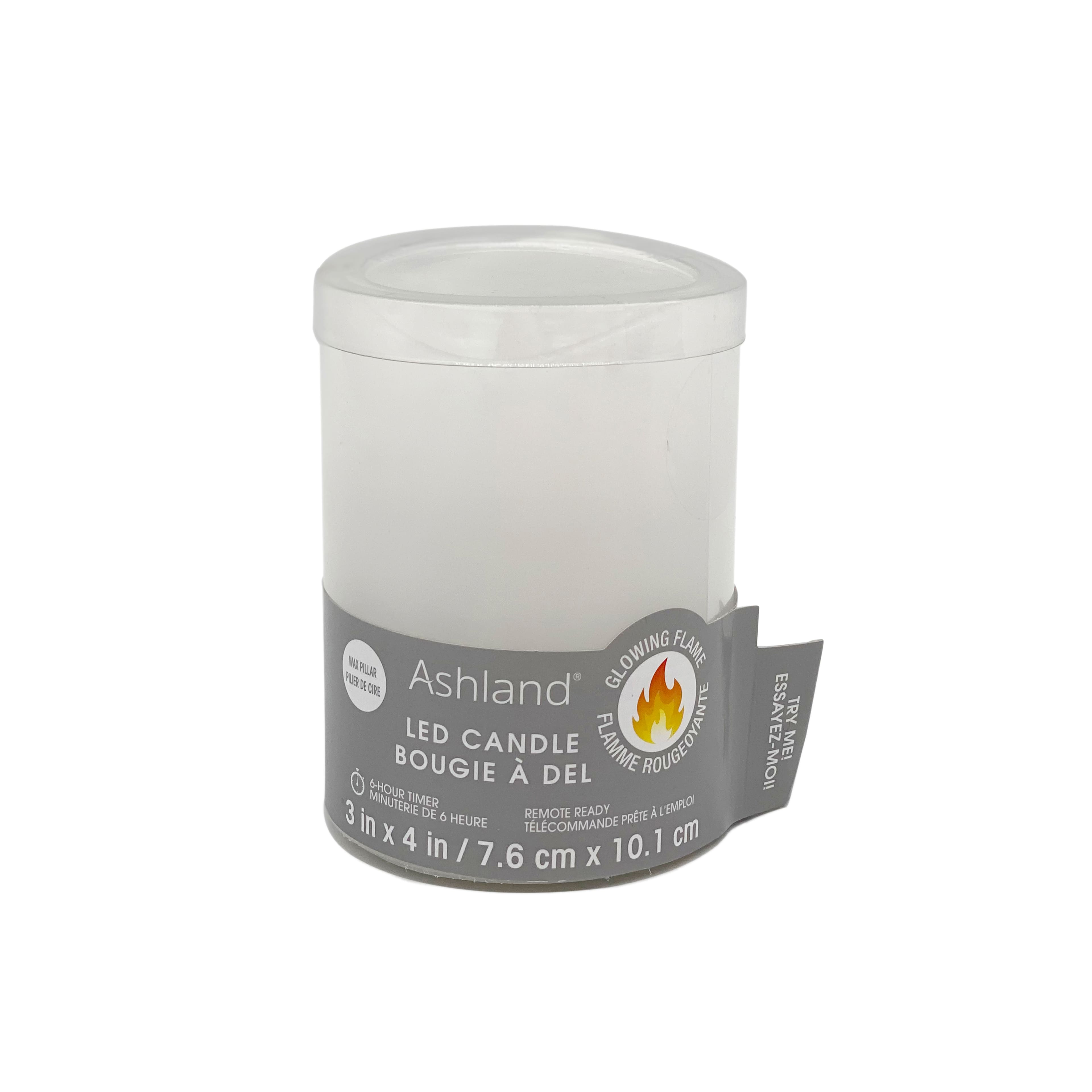 12 Pack: 3" x 4" White Glowing Flame LED Wax Pillar Candle by Ashland®
