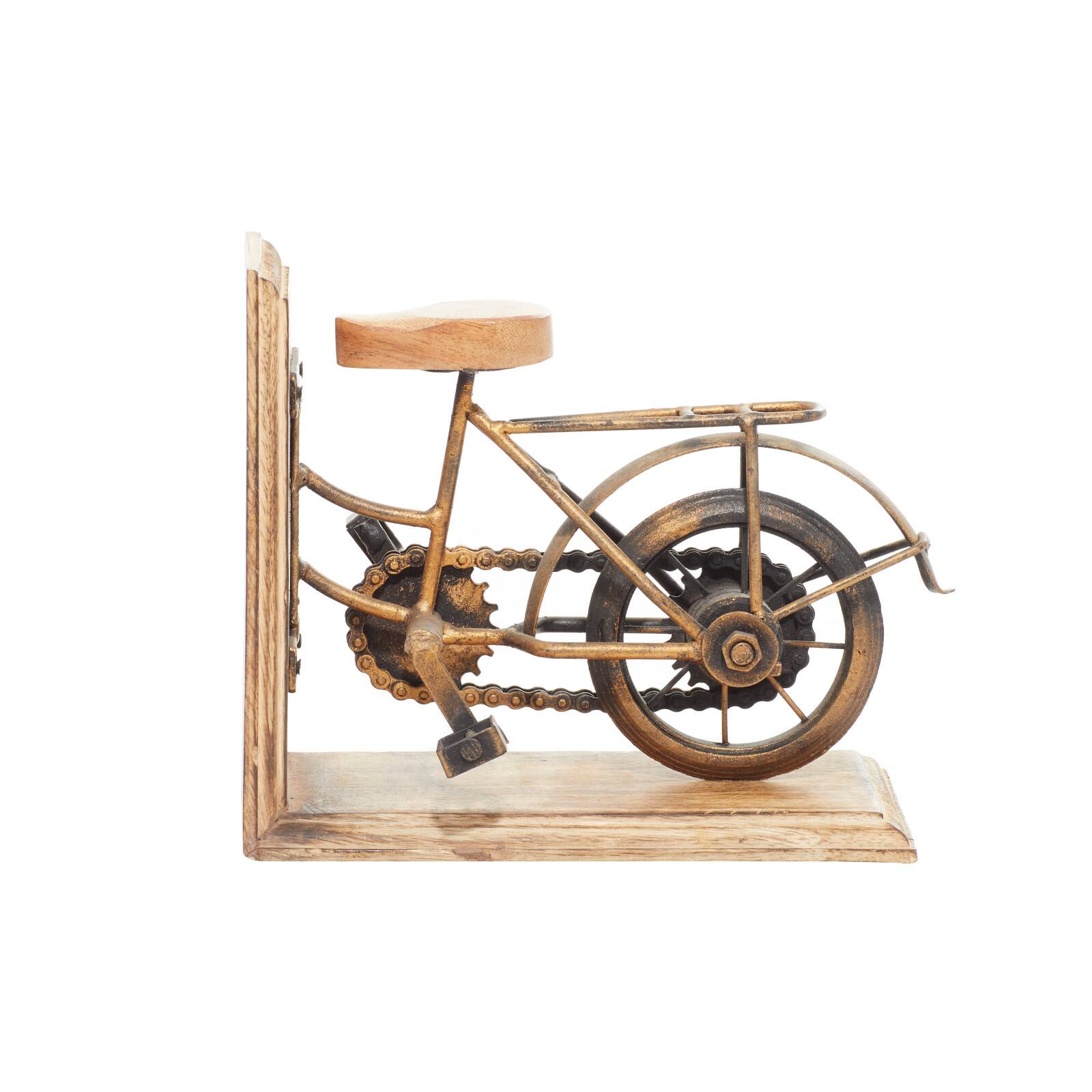 9&#x22; Brass &#x26; Wood Vintage Bicycle Bookends