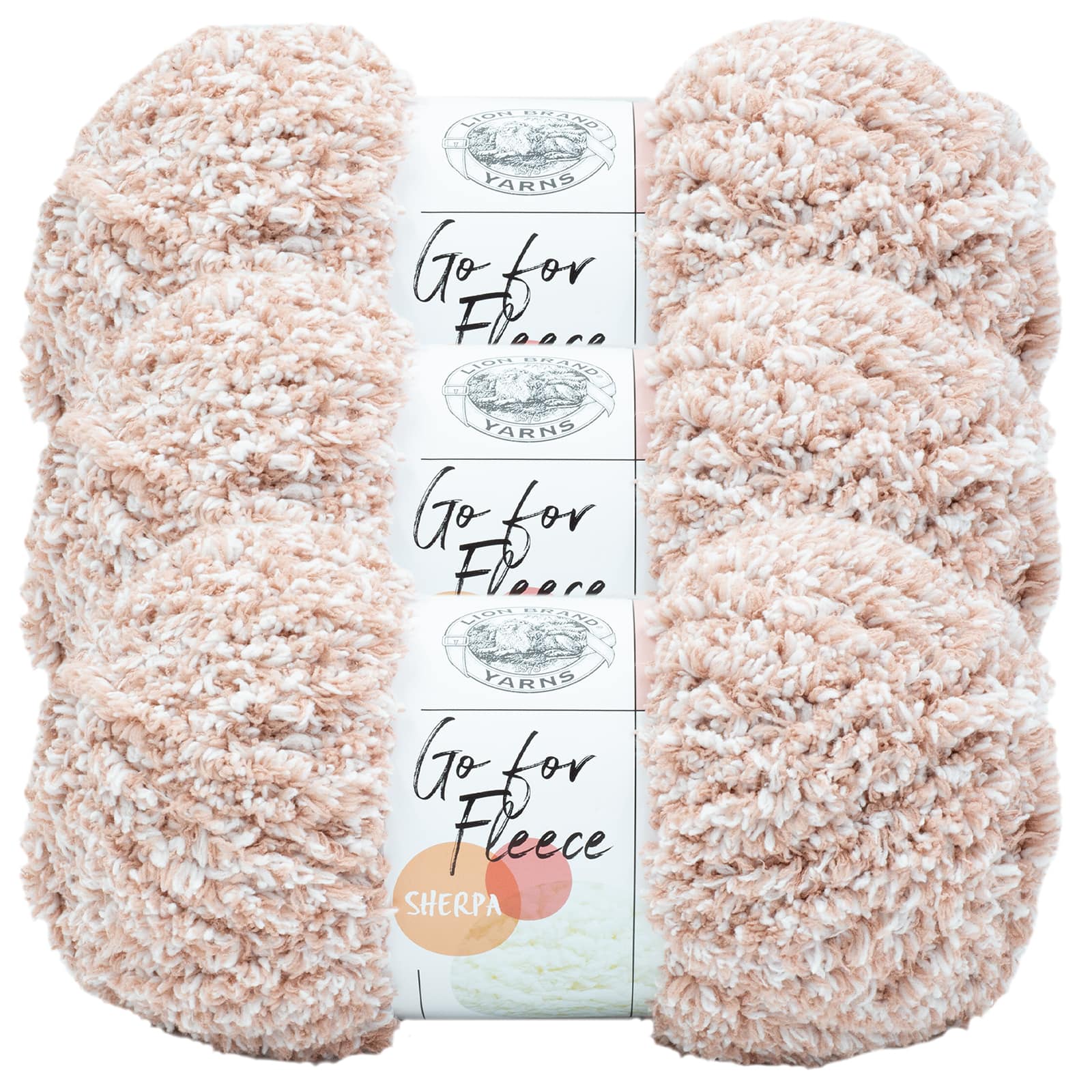 3 ct Lion Brand Go for Fleece Sherpa Yarn in Cream | 6.5 | Michaels