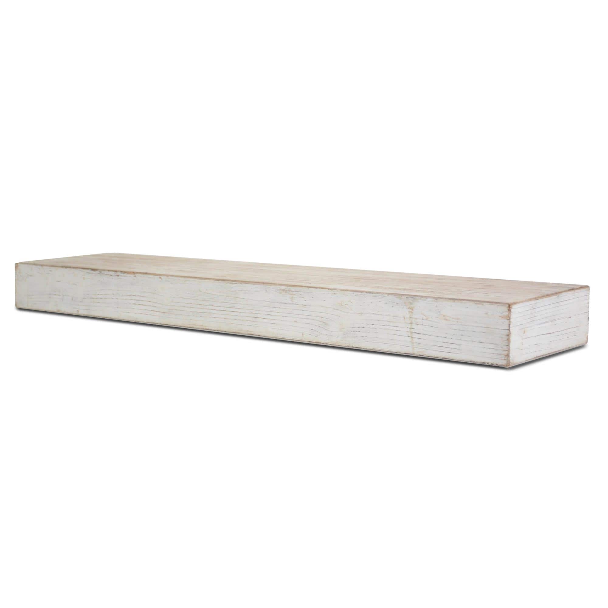 Large Whitewashed Wood Floating Wall Shelf