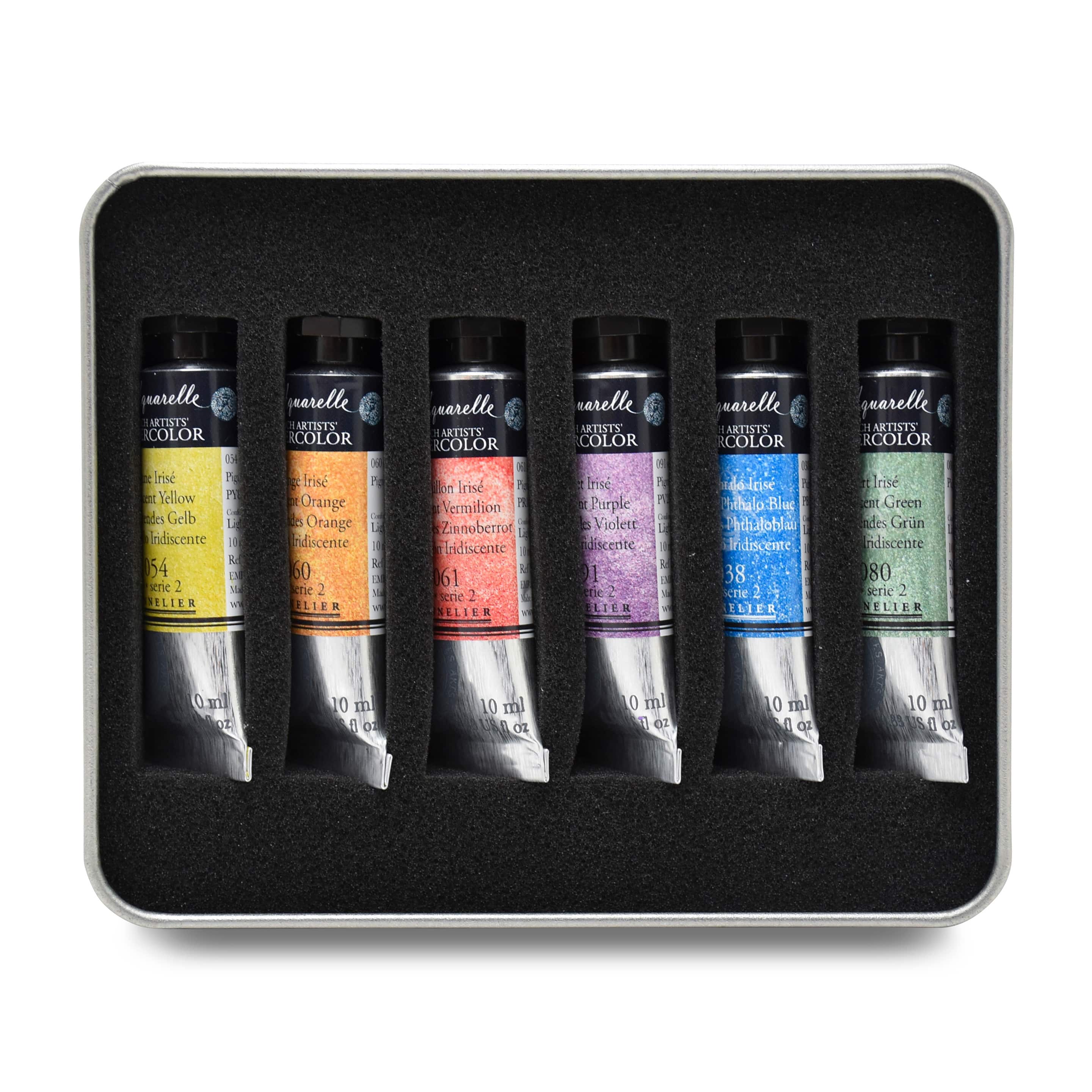 Sennelier French Artists&#x27; 6-Color Iridescent Watercolor Introduction Tin Set