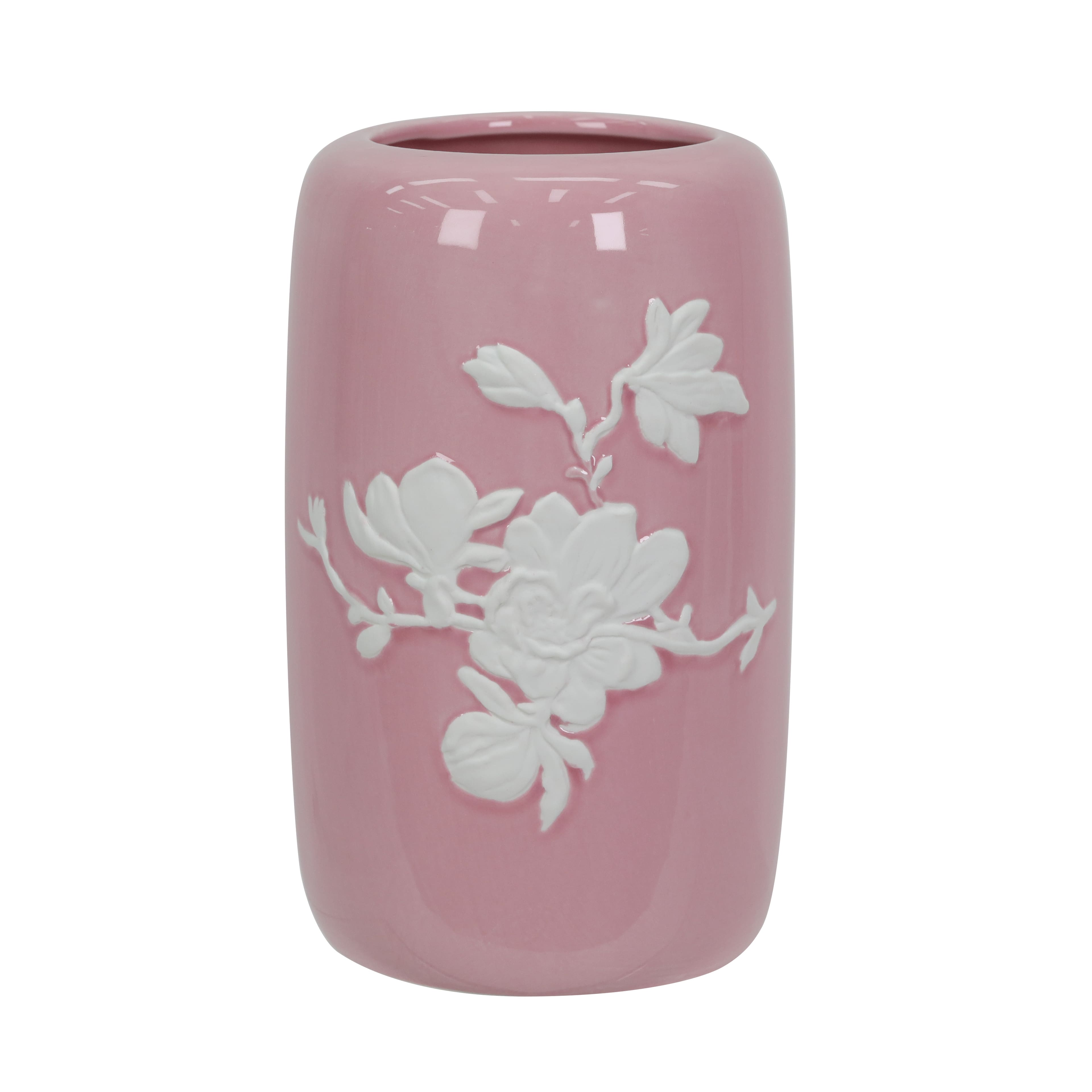 8&#x22; Pink &#x26; White Flower Decorative Vase by Ashland&#xAE;