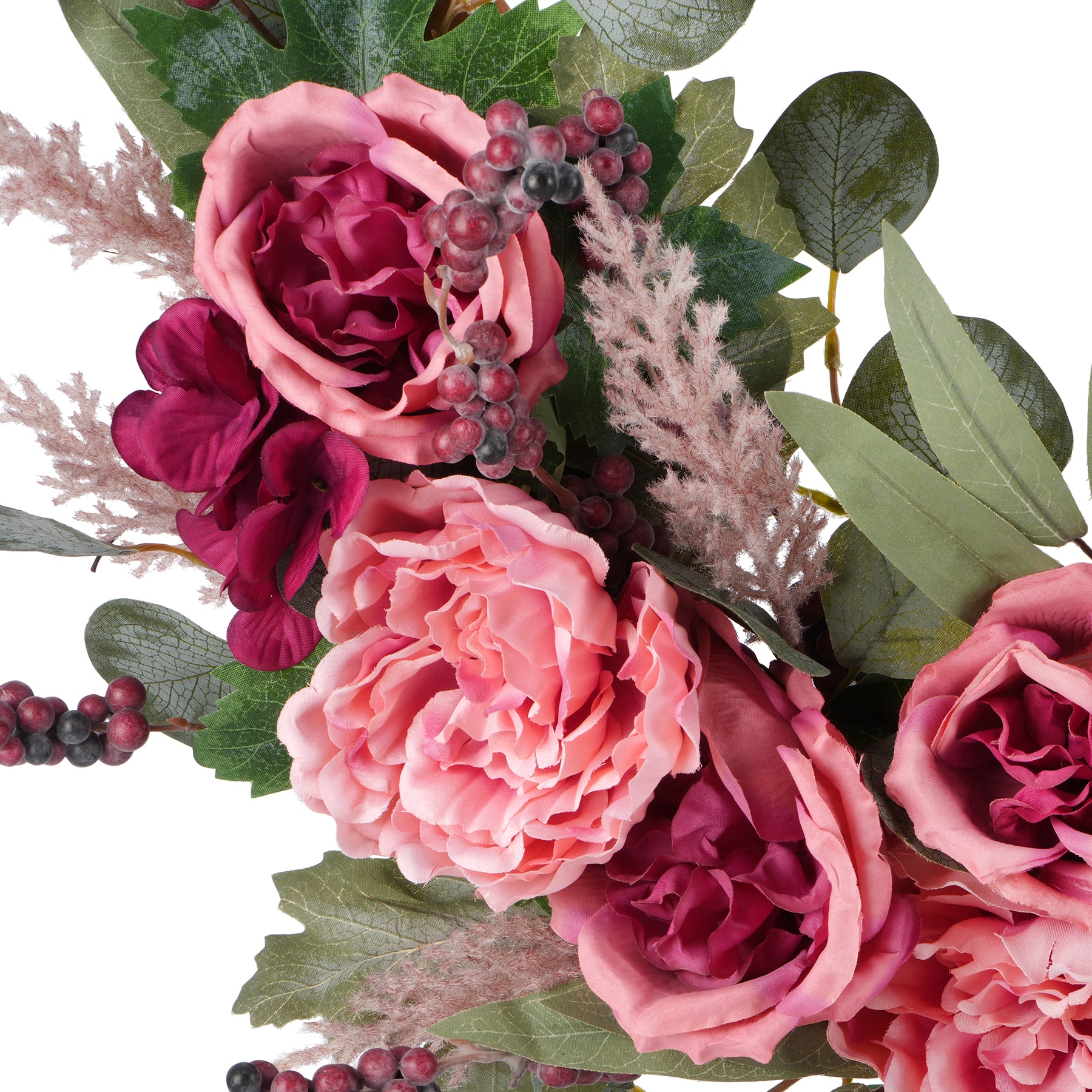 24" Pink Mixed Rose & Berry Half Wreath by Ashland®