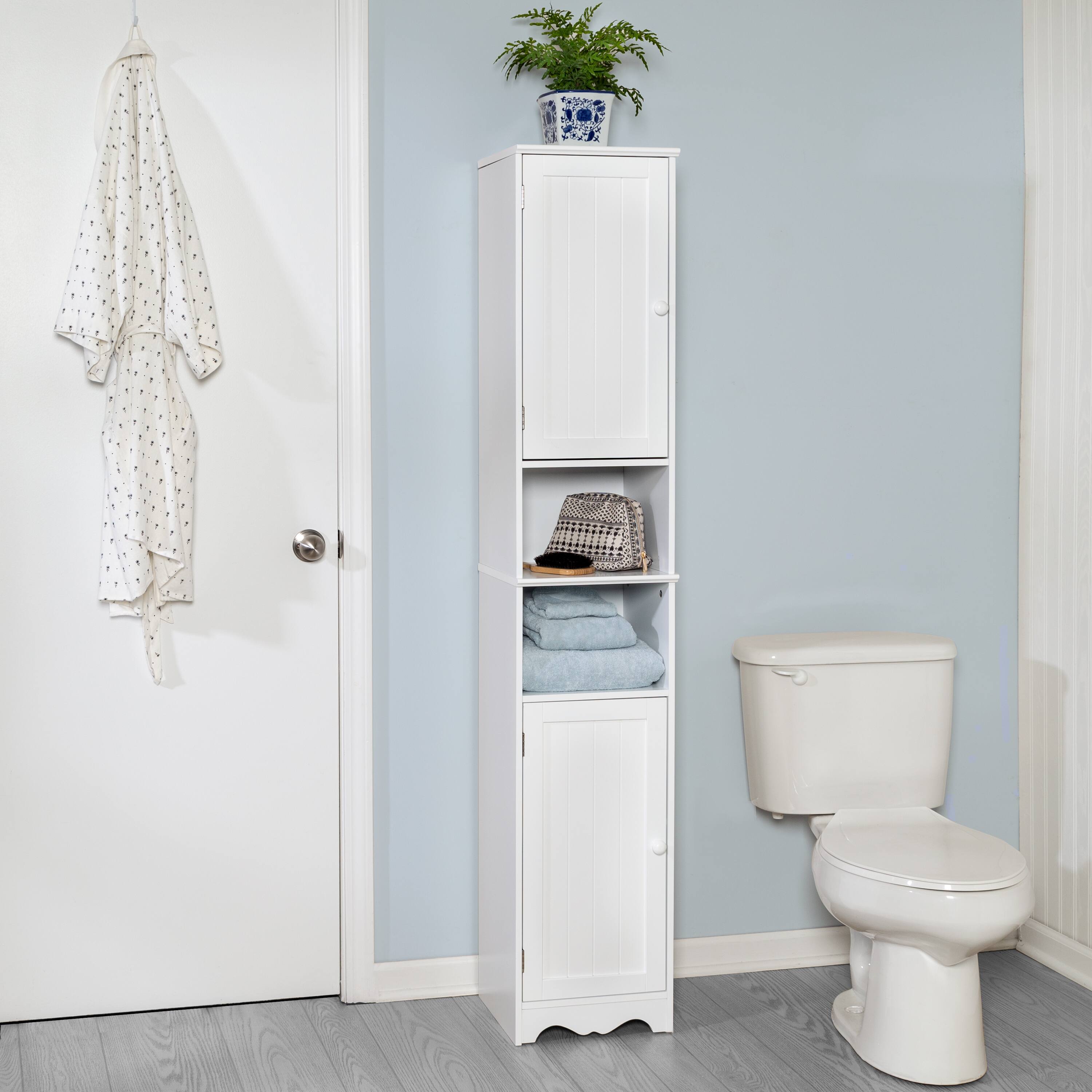 Honey Can Do White Bathroom Storage Cabinet