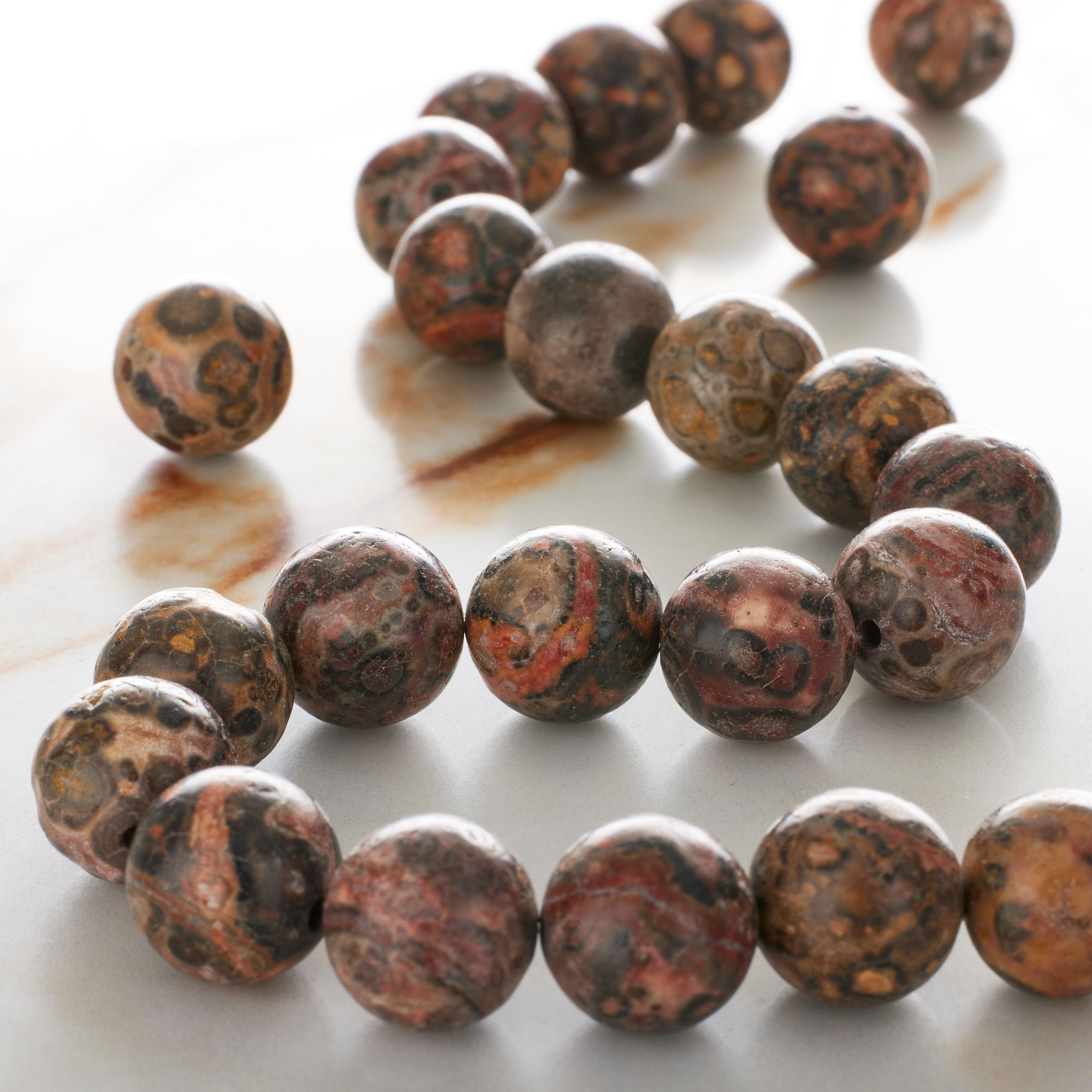 12 Pack: Leopard Jasper Round Beads, 10mm by Bead Landing™