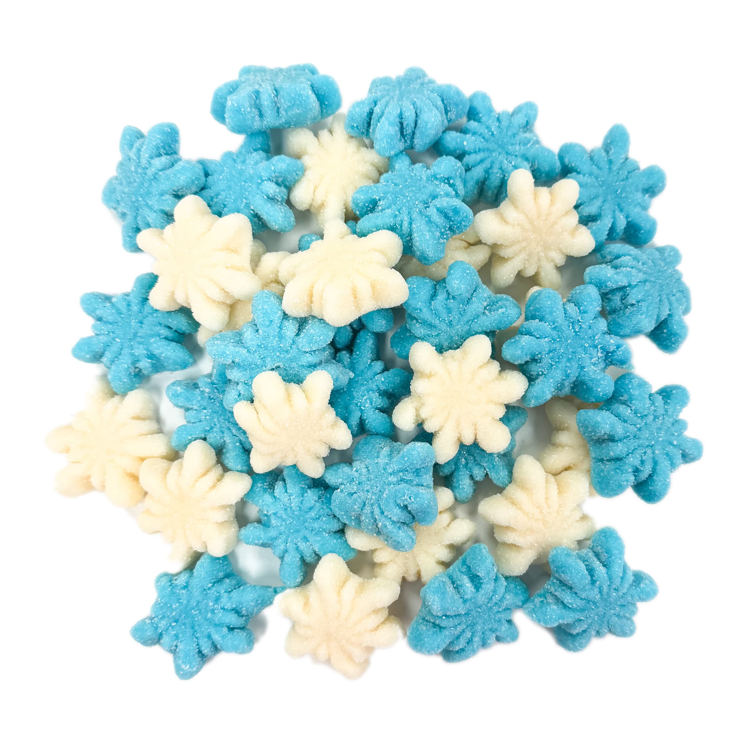 Sprinkle Pop 8oz. Blue &#x26; White Glitter Snowflake Gummies