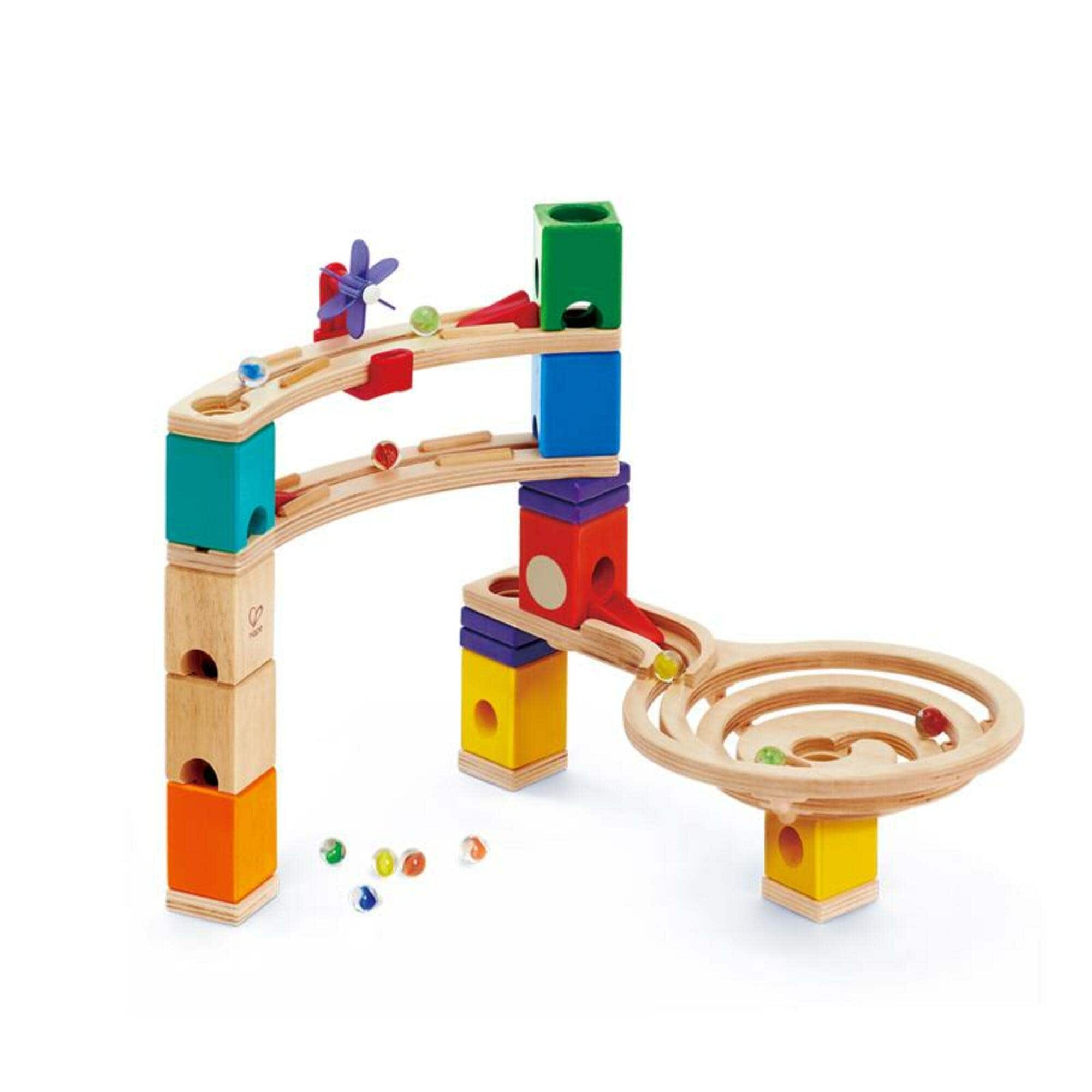 Hape Quadrilla Wooden Marble Run Construction Race To The Finish Set