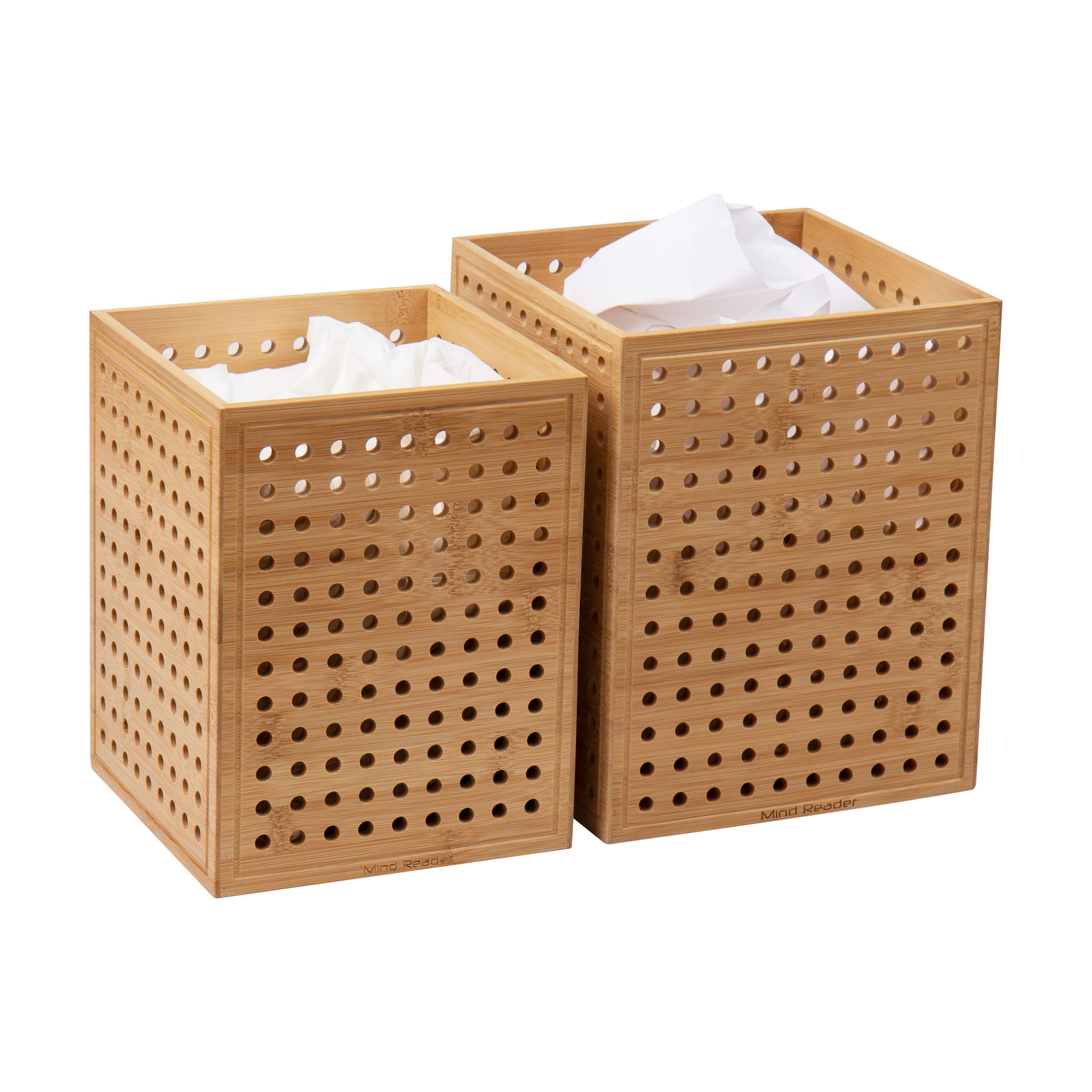 Mind Reader Lattice Bamboo Wastepaper Basket Set