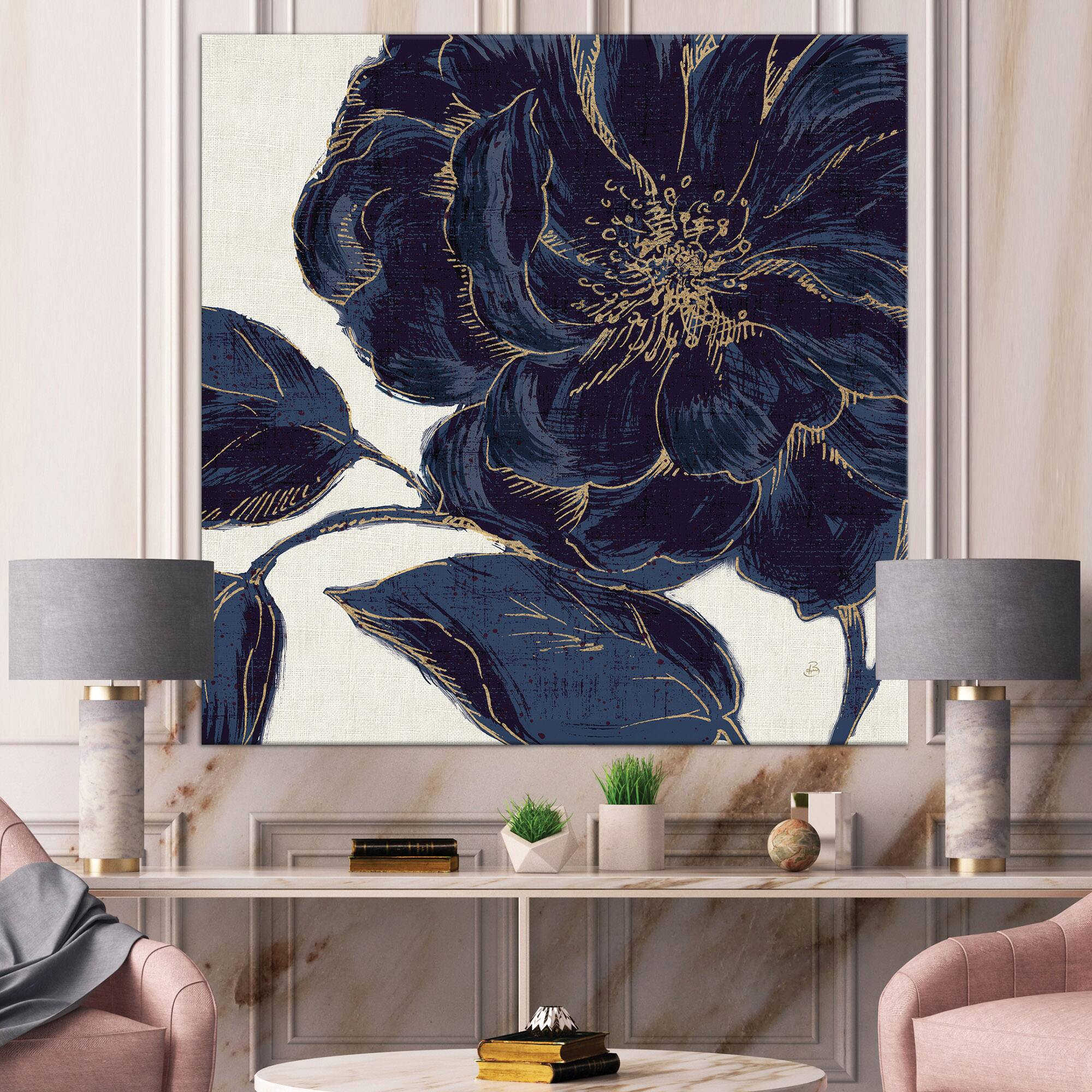 Designart - Dark Rose Gilded Gold - Floral Canvas Artwork