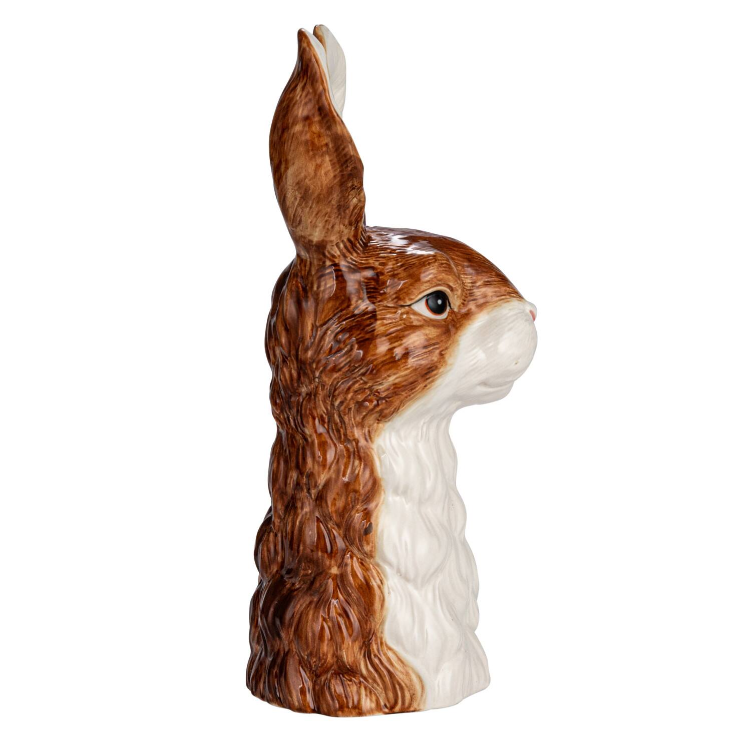 Hello Honey&#xAE; 11.75&#x22; Brown &#x26; White Hand-Painted Decorative Stoneware Rabbit Vase