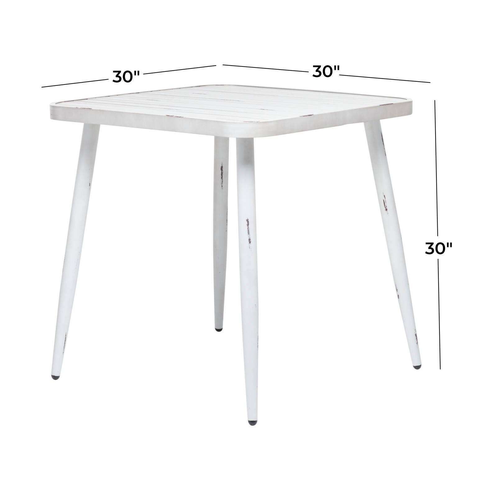 White Aluminum Farmhouse Outdoor Dining Table, 30&#x22; x 30&#x22; x 30&#x22;