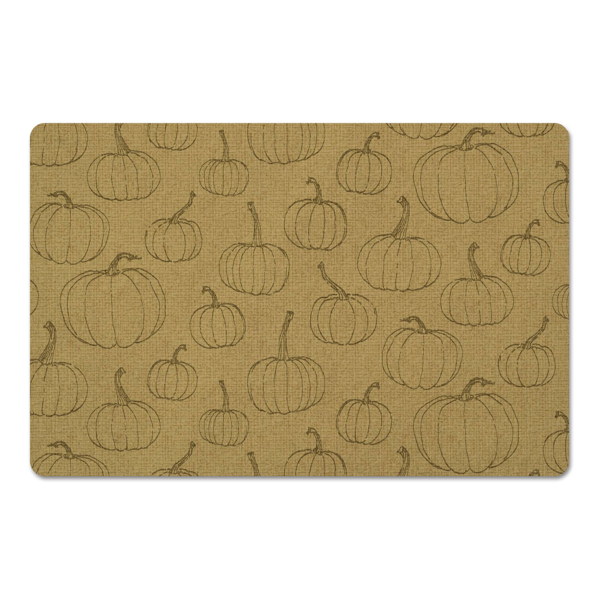 Mustard Yellow Pumpkin Pattern Floor Mat