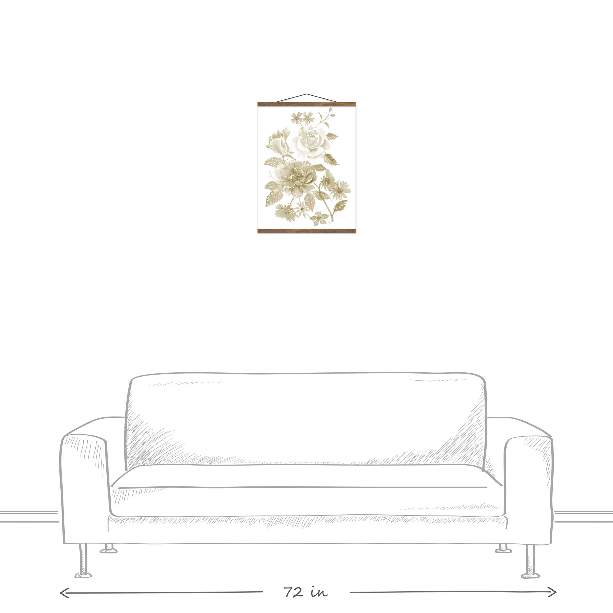 Creamy Florals Teak Hanging Canvas