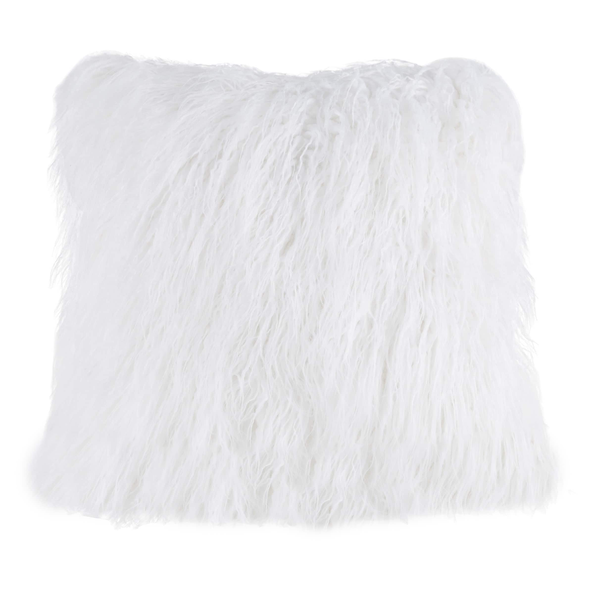 Hastings Home Mongolian Faux Fur Pillow, 18" x 18"