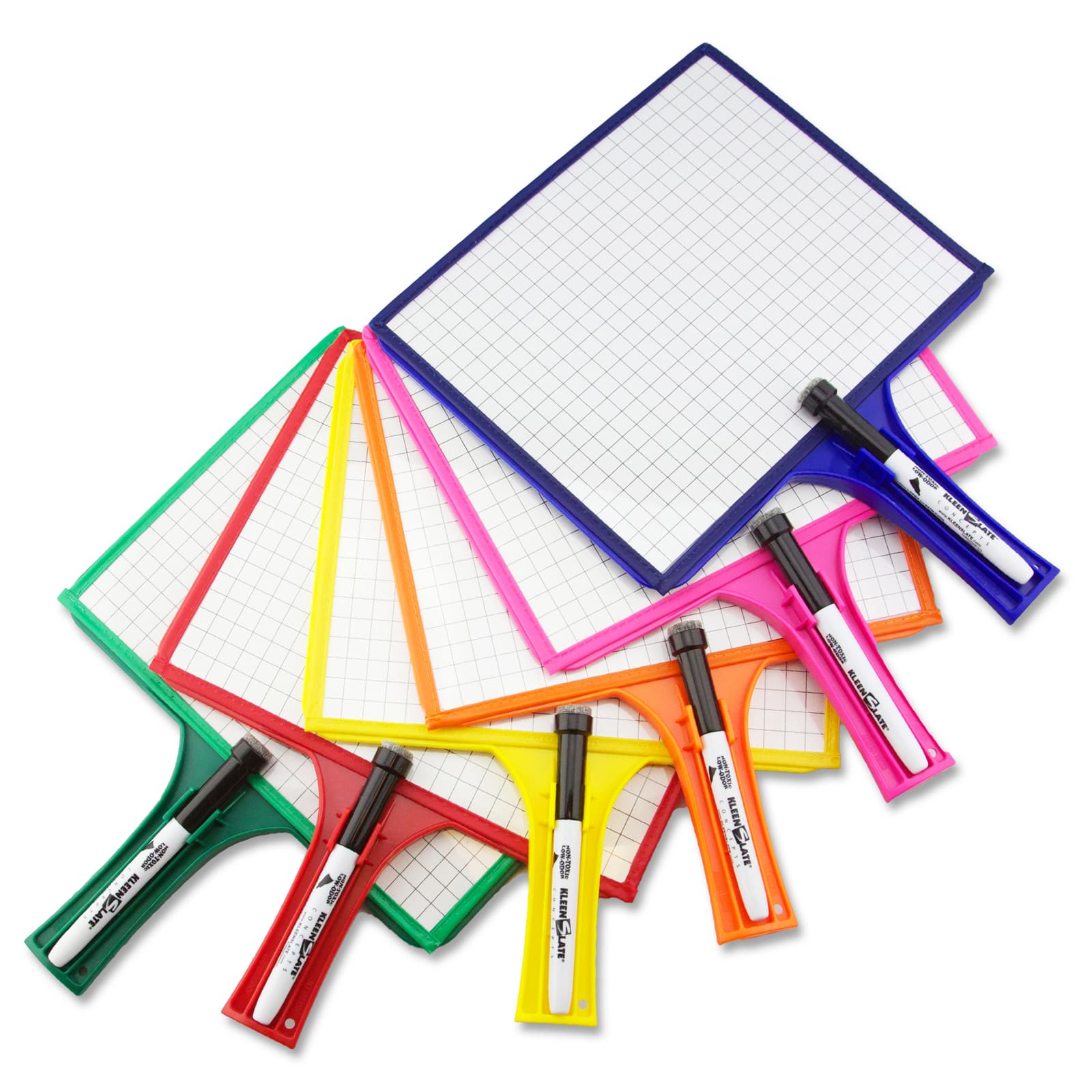 KleenSlate® Handheld Whiteboards with Clear Dry Erase Sleeves & Markers, 24 Sets