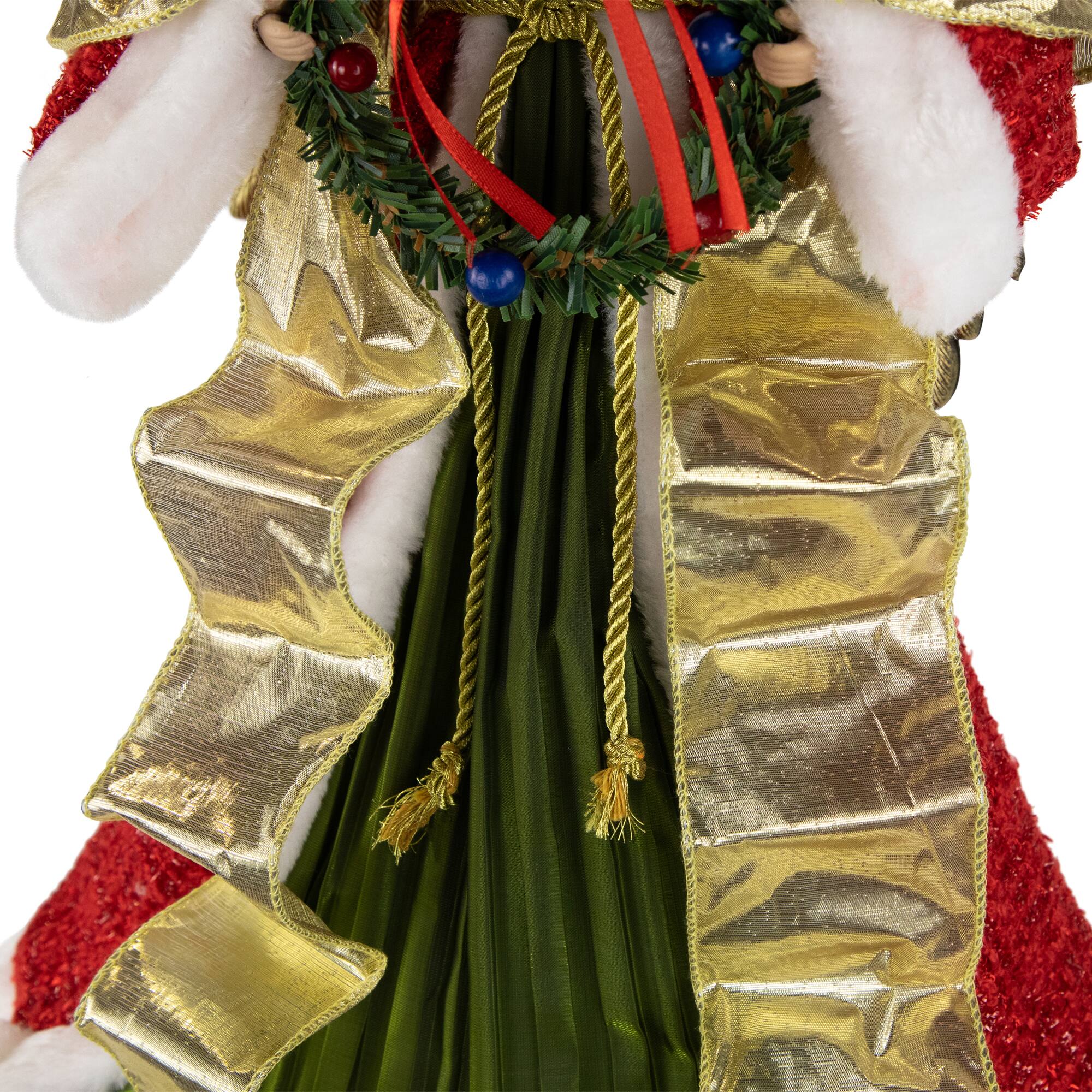 18" Unlit Red and Green Angel with Wreath Christmas Tree Topper