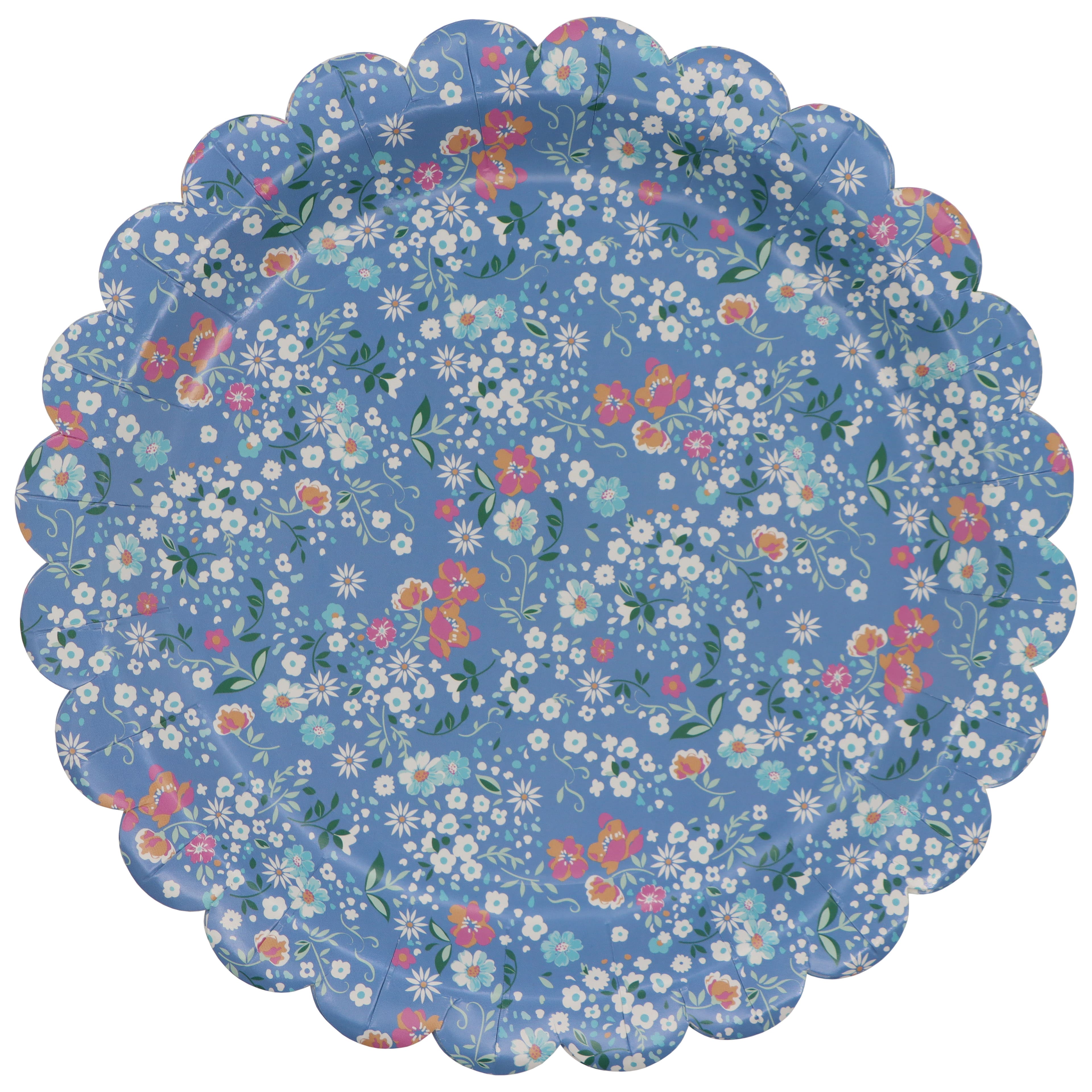 Next Chapter 9" Scalloped Blue Floral Paper Dinner Plates, 10ct. by Celebrate It™