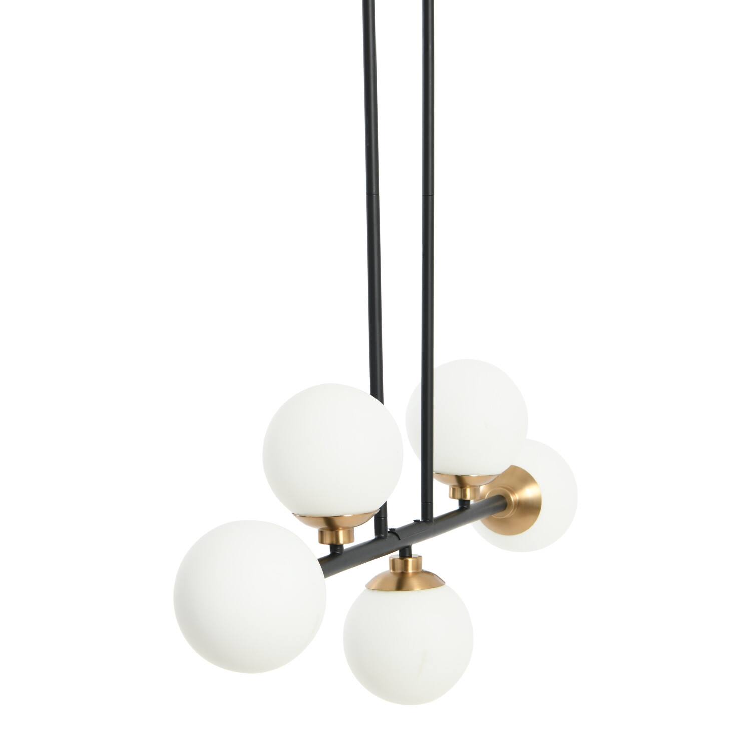 Robert Stevenson Lighting Lorne Matte Black Metal &#x26; Frosted Glass 5-Light Chandelier