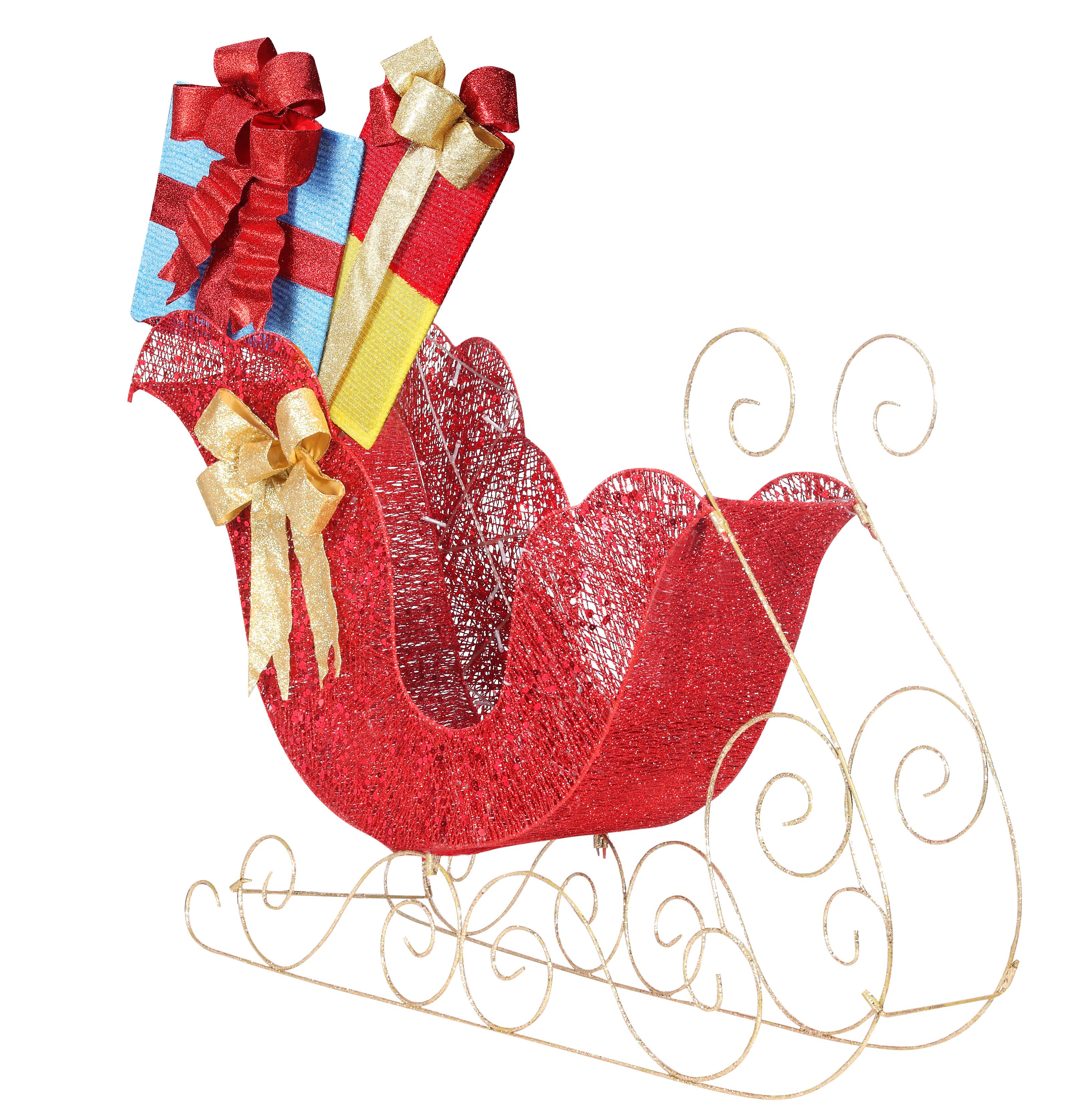Haute Decor 40.5&#x22; Christmas Santa Sleigh Pre-Lit LED Yard D&#xE9;cor
